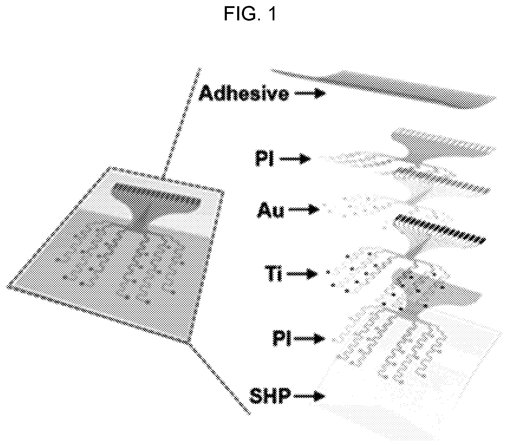 Patent US12616407 Figure 1 – Shape-deformable and elastic bioadhesive electronic device and manufacturing method thereof