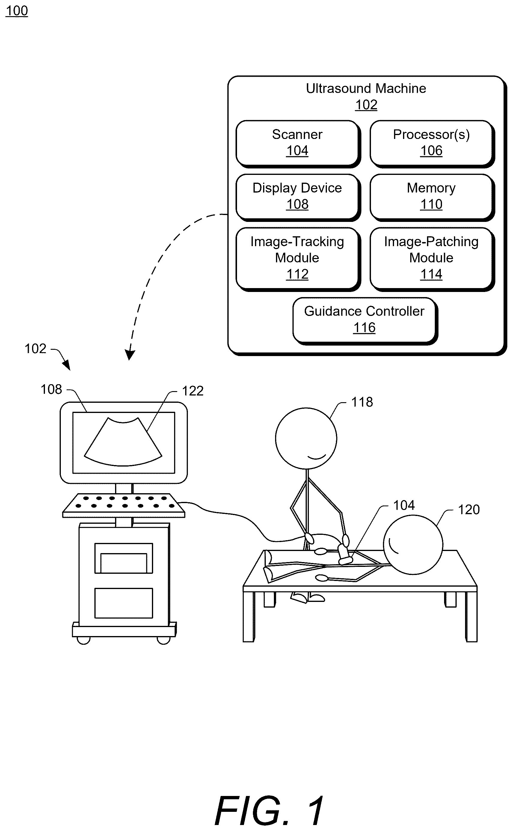 Patent US12616450 — Panoramic imaging in 2D and 3D ultrasound images — Figure 1