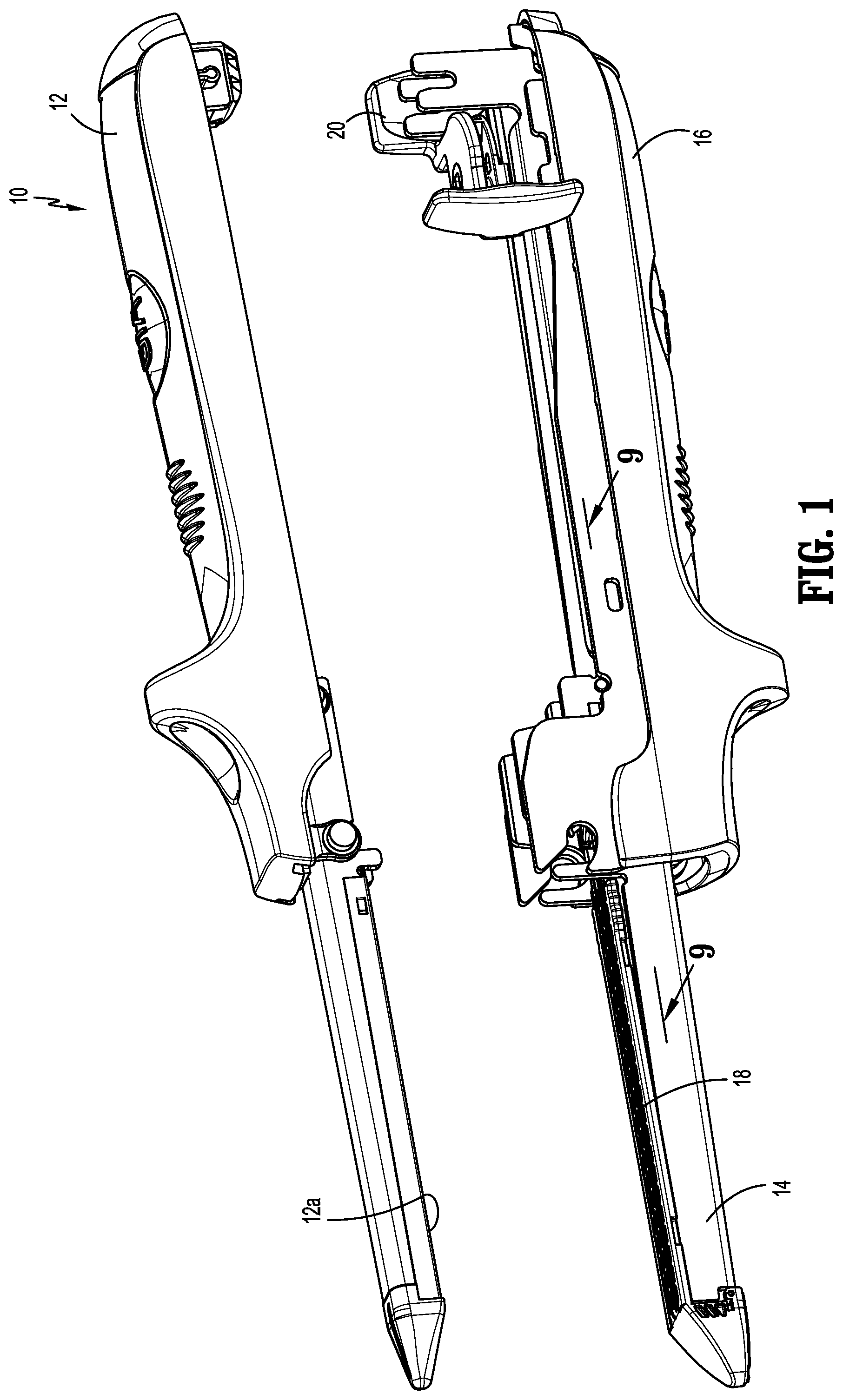 Patent US12616465 Figure 1 – Surgical stapling apparatus with lockout assembly