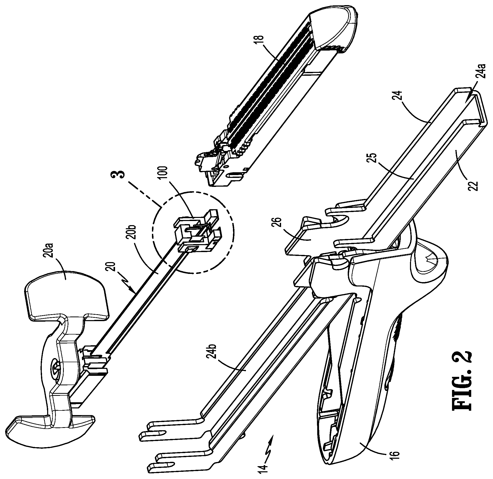 Patent US12616465 Figure 2 – Surgical stapling apparatus with lockout assembly