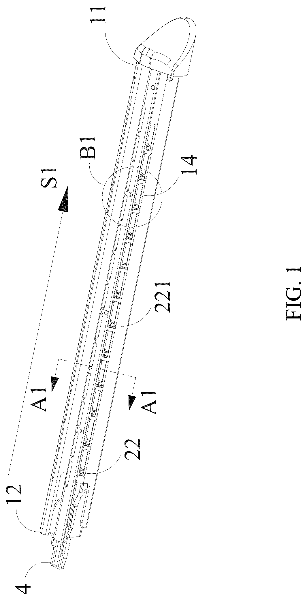 Patent US12616466 Figure 1 – Cartridge assembly, head assembly and surgical stapler