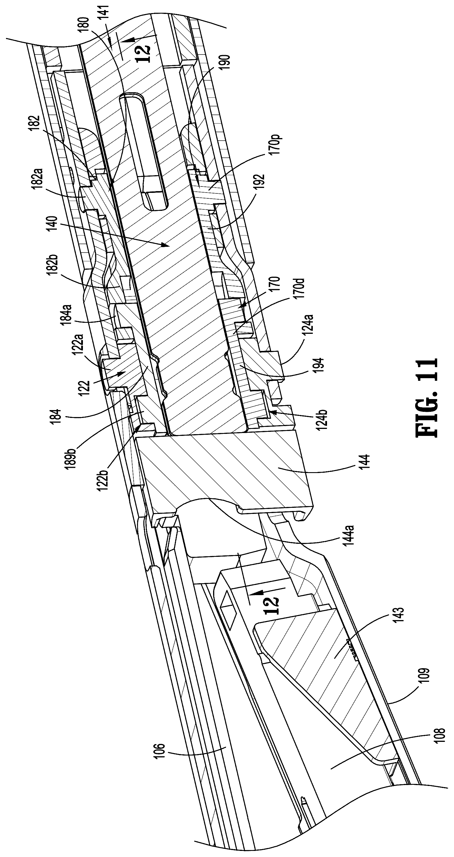 Patent US12616472 Figure 7 – Articulating surgical stapling apparatus with pivotable knife bar guide assembly