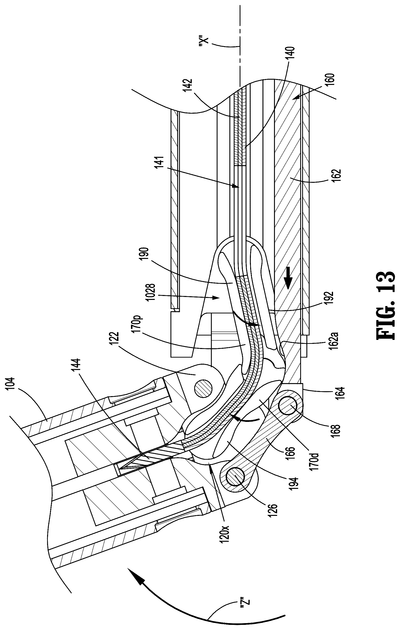 Patent US12616472 Figure 9 – Articulating surgical stapling apparatus with pivotable knife bar guide assembly