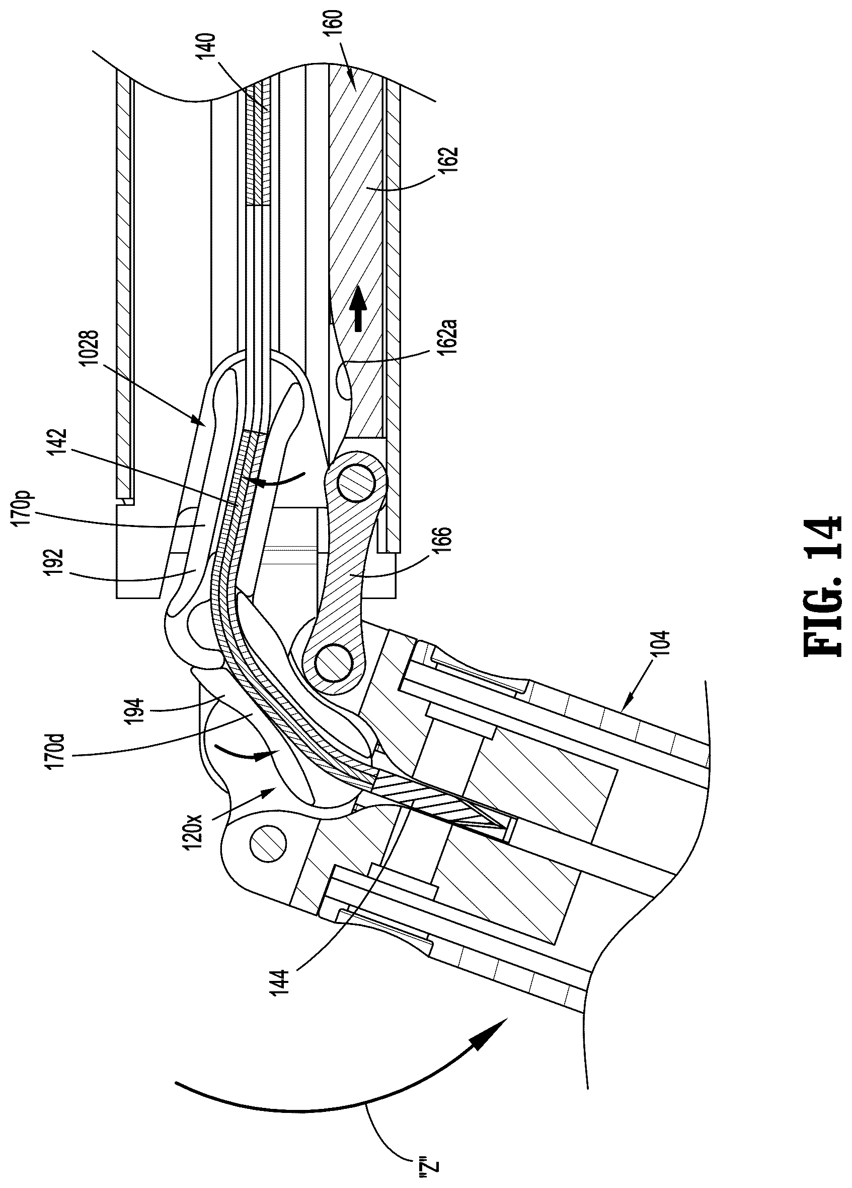 Patent US12616472 Figure 10 – Articulating surgical stapling apparatus with pivotable knife bar guide assembly
