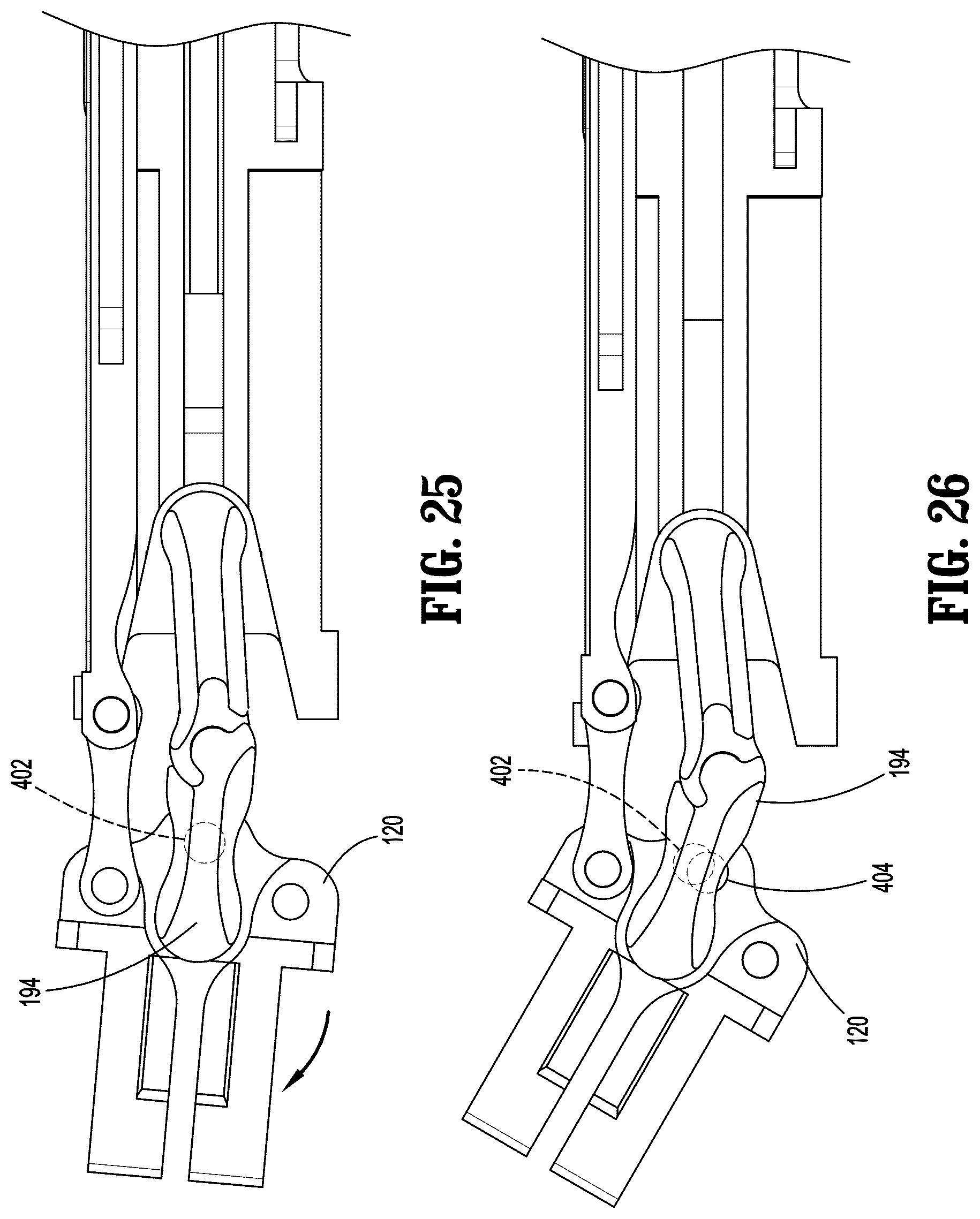 Patent US12616472 Figure 16 – Articulating surgical stapling apparatus with pivotable knife bar guide assembly