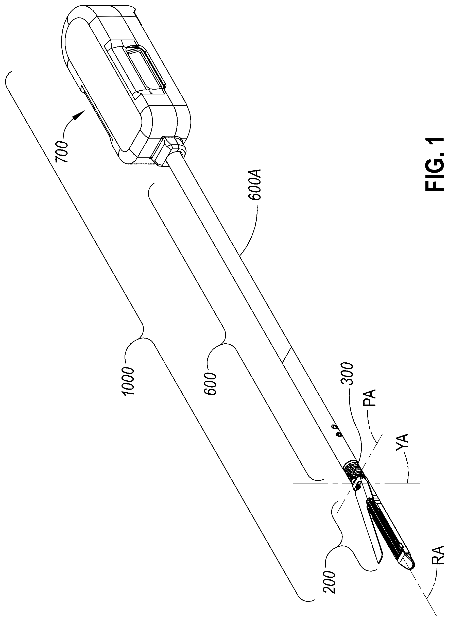 Patent US12616473 Figure 1 – Staple cartridge retention features for surgical stapler