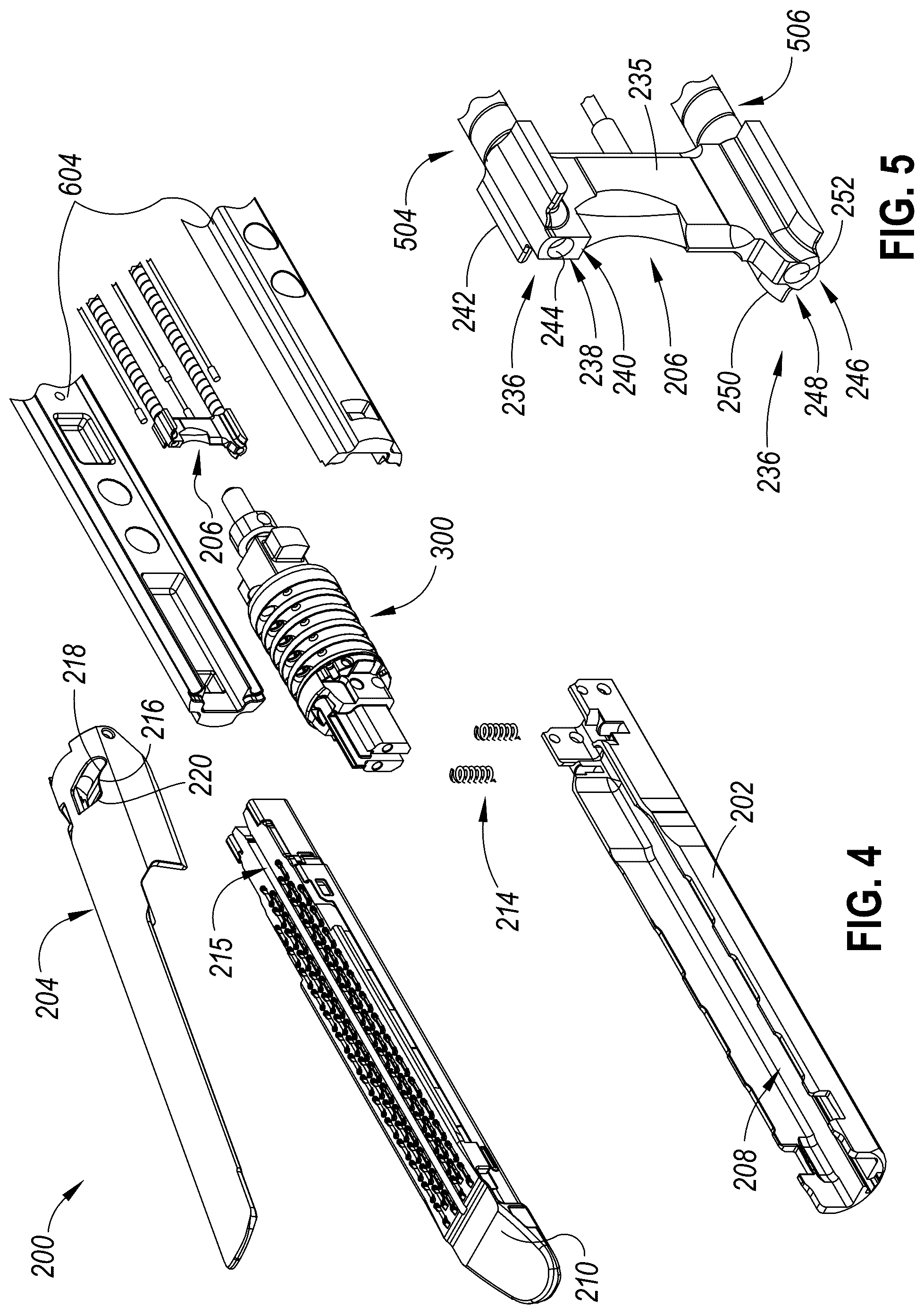 Patent US12616473 Figure 4 – Staple cartridge retention features for surgical stapler