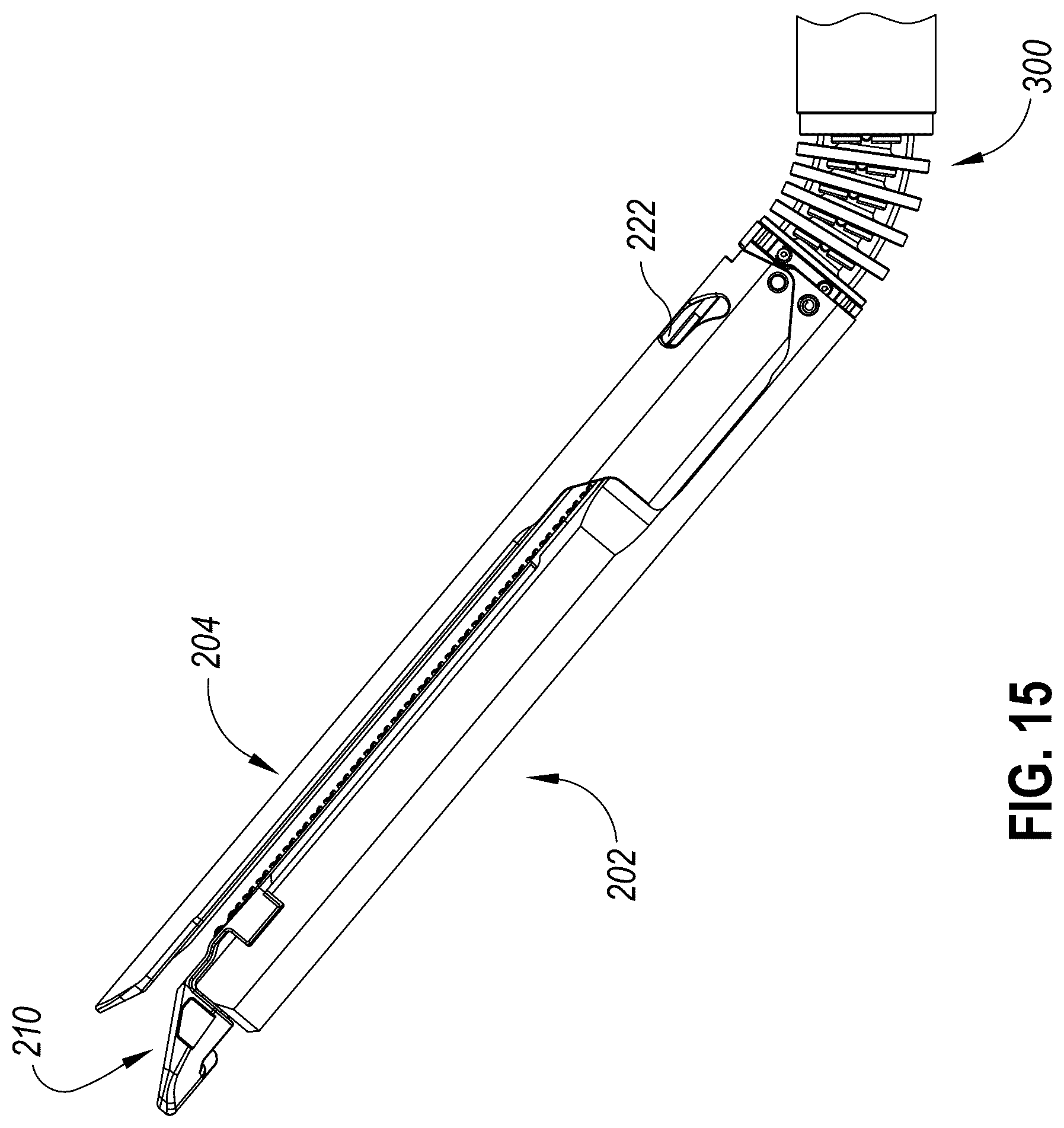 Patent US12616473 Figure 15 – Staple cartridge retention features for surgical stapler