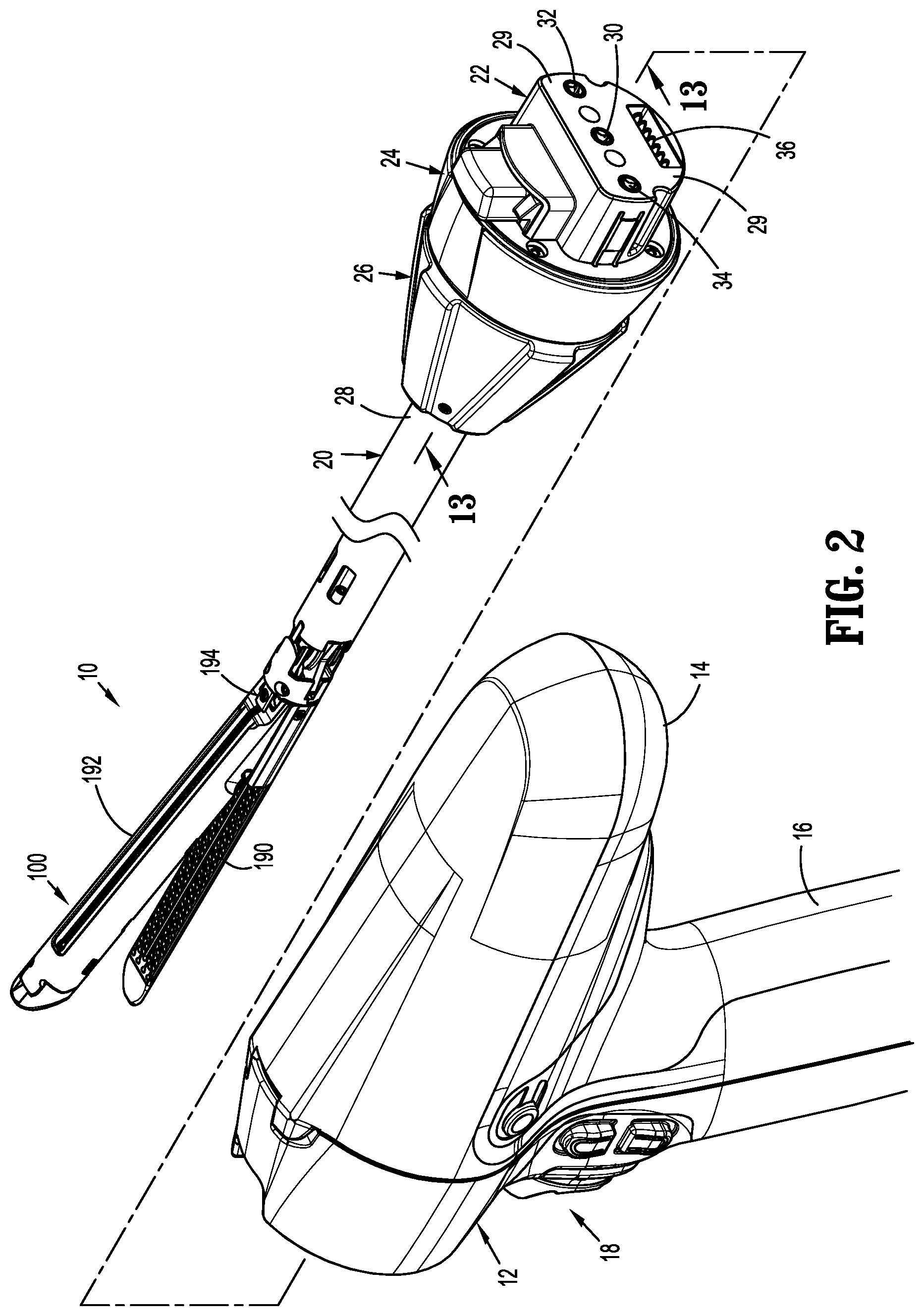 Patent US12616475 Figure 2 – Powered surgical stapling device with end effector articulation