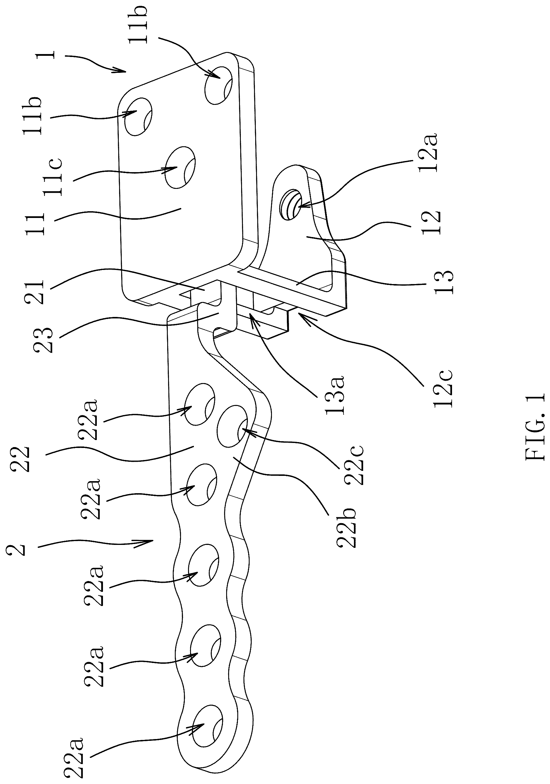 Patent US12616508 Figure 1 – Acromioclavicular steel plate assembly having joint function