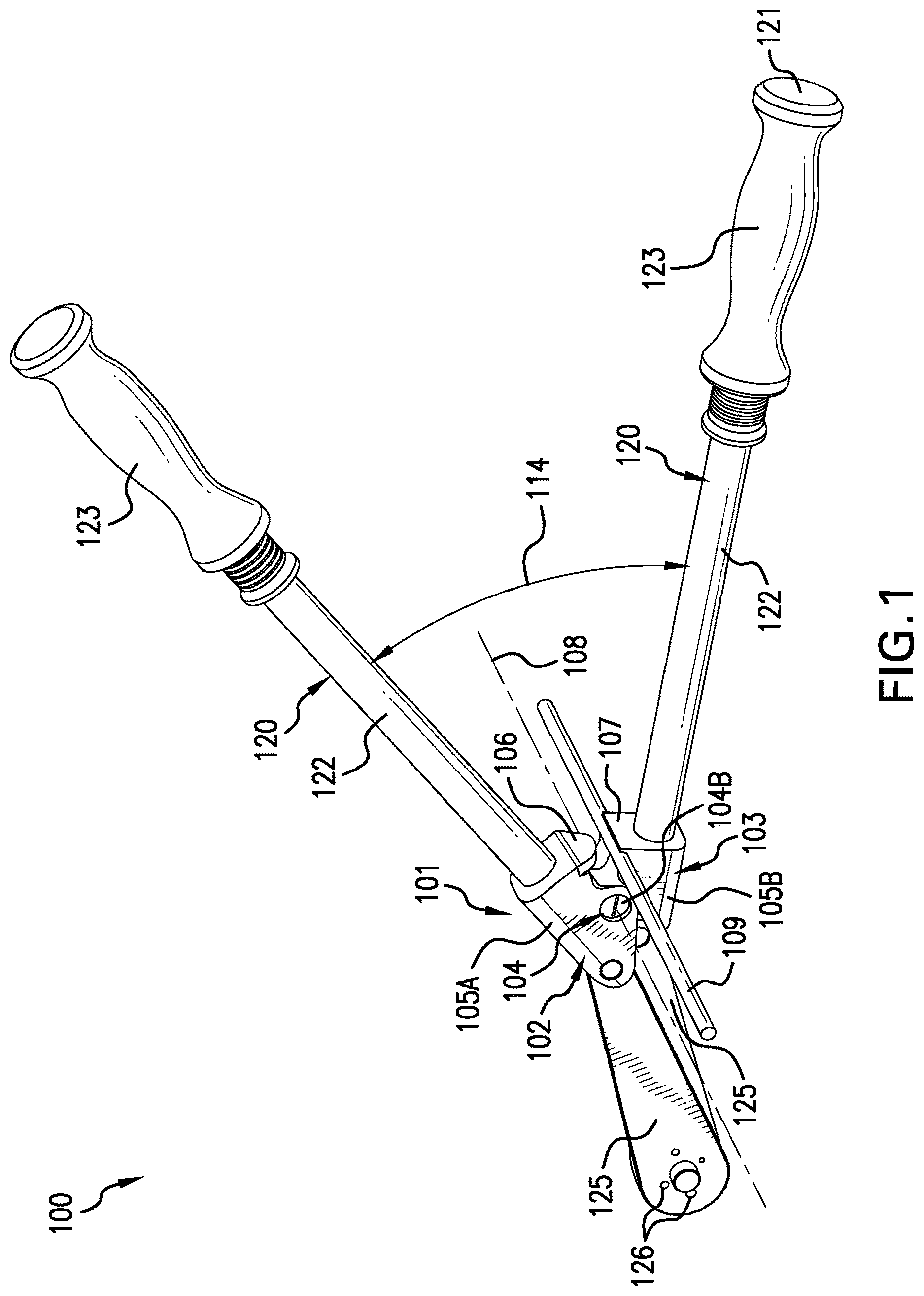 Patent US12616512 Figure 1 – Surgical rod cutter-bender assembly