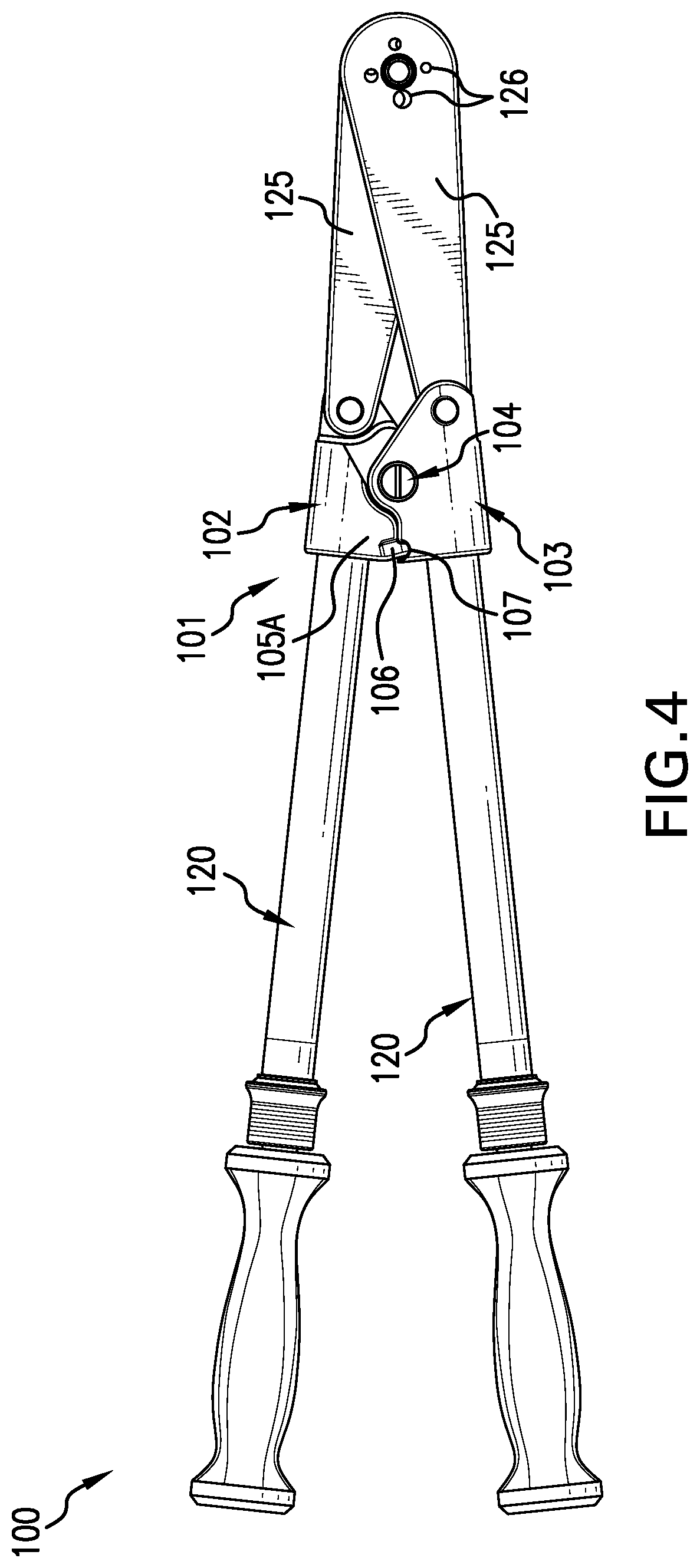 Patent US12616512 Figure 4 – Surgical rod cutter-bender assembly
