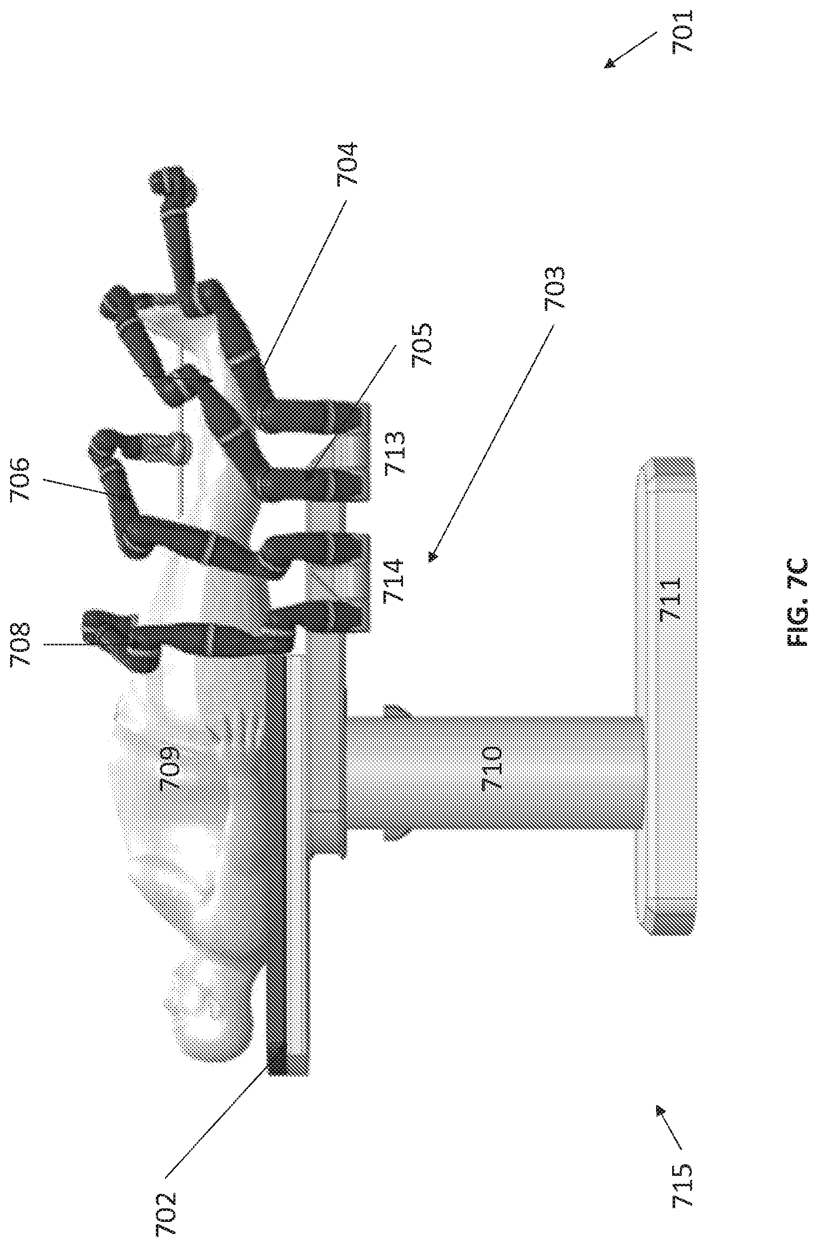 Patent US12616534 Figure 14 – Surgical system with configurable mechanical arms stowable beneath a surgical bed