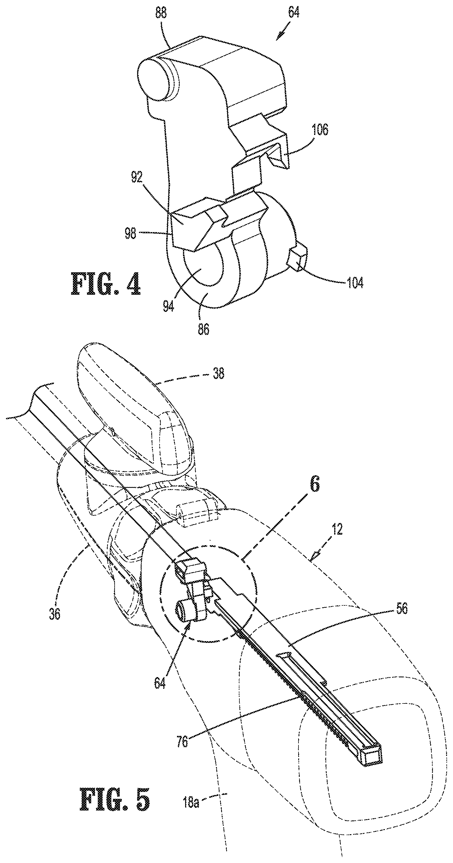 Patent US12616546 Figure 4 – Surgical device with three position safety trigger assembly