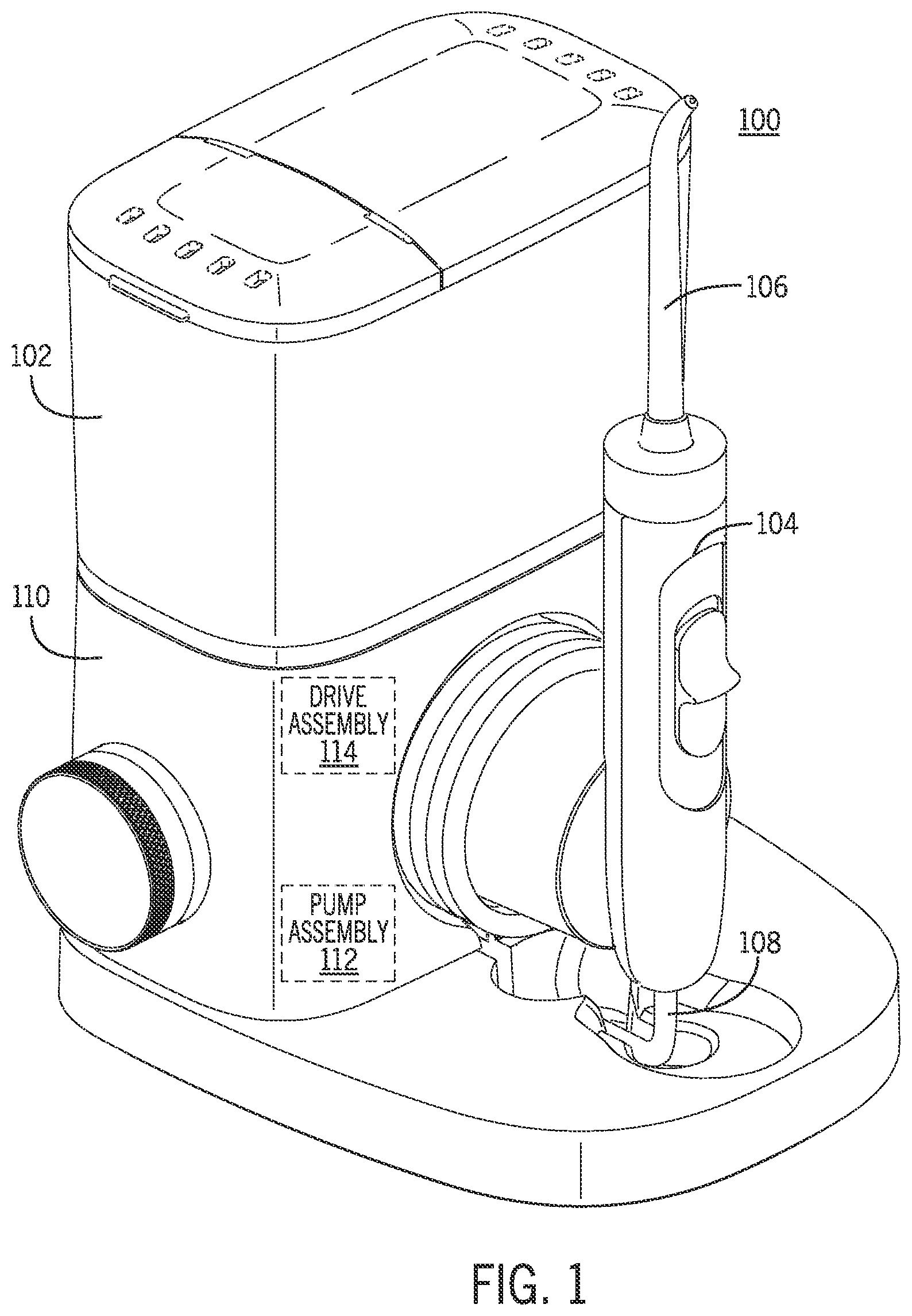 Patent US12616561 — Vibration isolator for oral irrigators — Figure 1