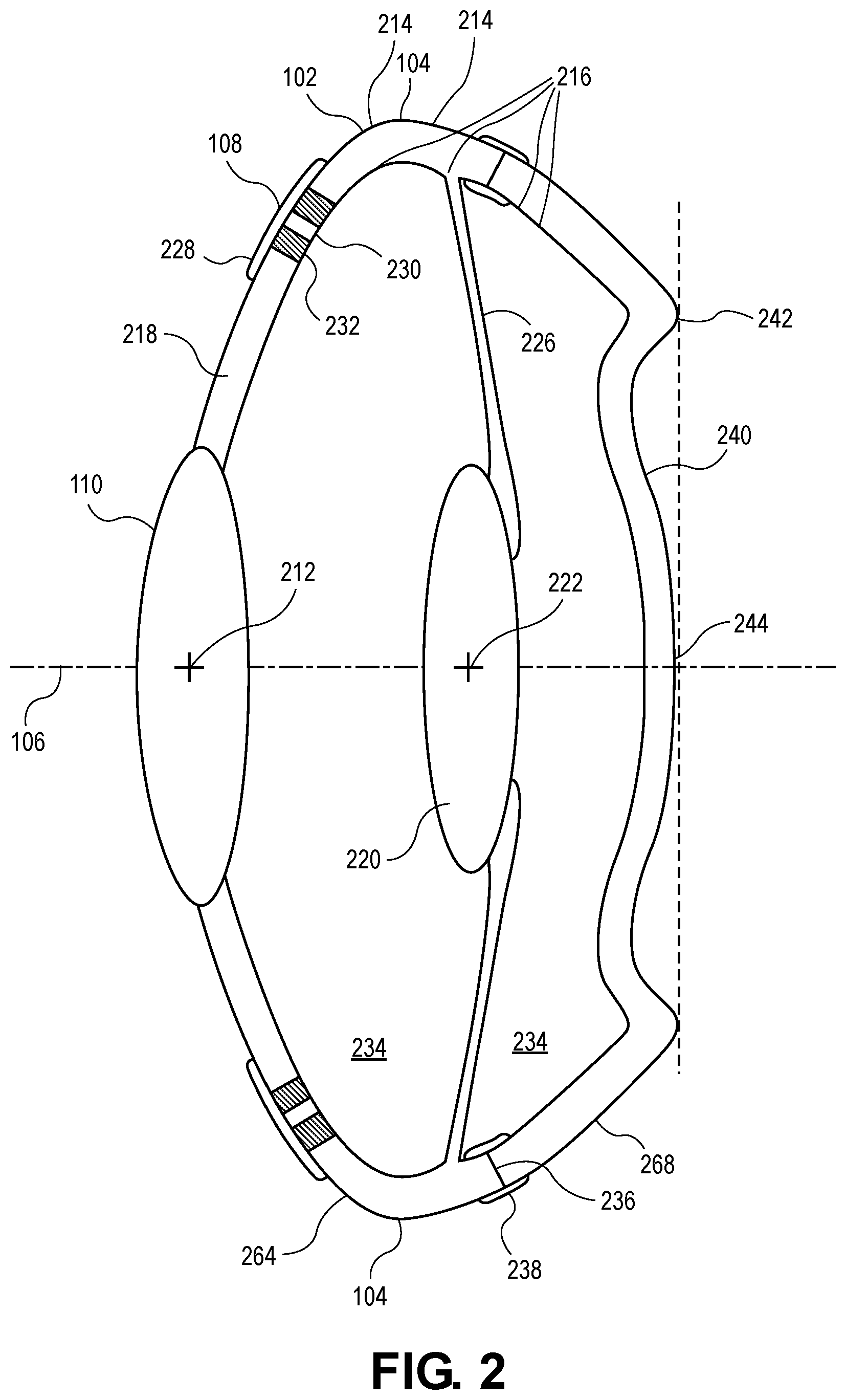 Patent US12616567 Figure 2 – Liquid accommodating intraocular lens with suspended central lens