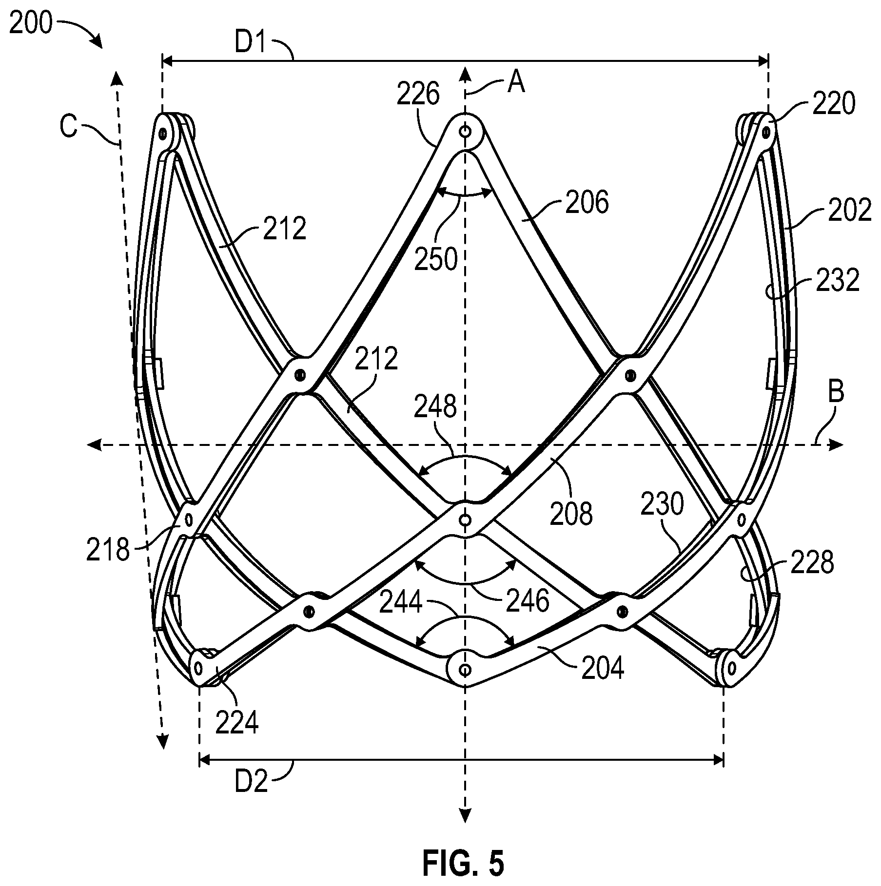 Patent US12616569 Figure 5 – Prosthetic heart valve having non-cylindrical frame