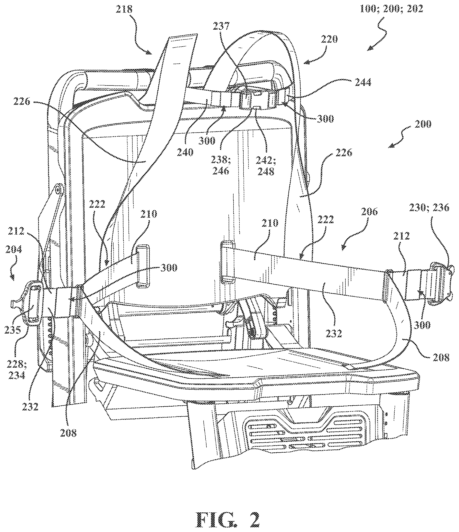 Patent US12616601 Figure 2 – Harness assembly for use with patient transport apparatuses
