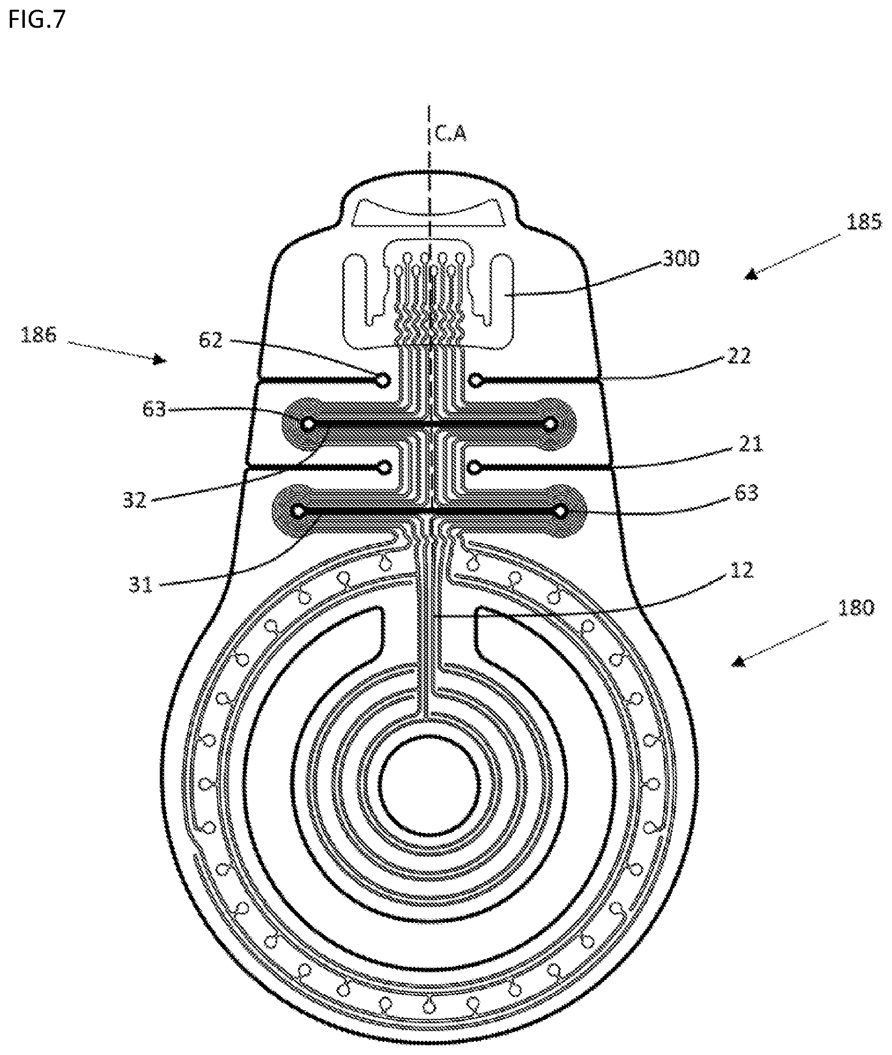 Patent US12616603 Figure 7 – Sensor patch for attachment to a base plate