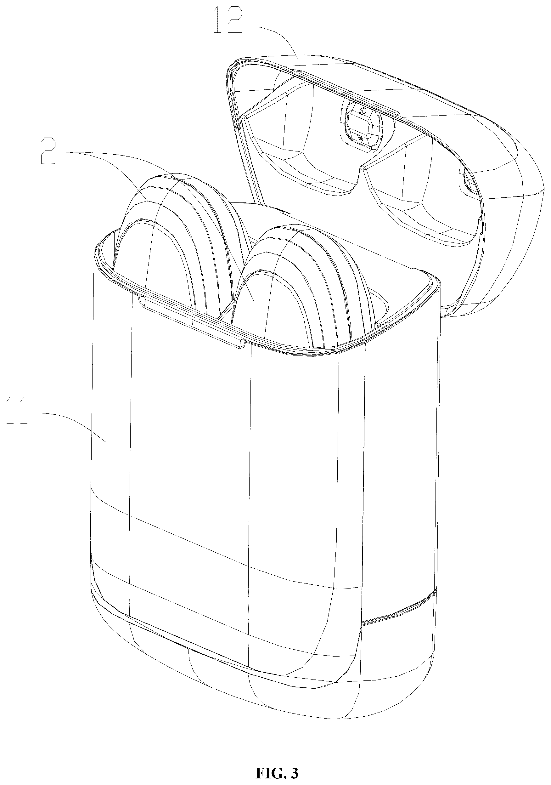 Patent US12616607 Figure 3 – Portable hand warmer charging case and hand warmer assembly