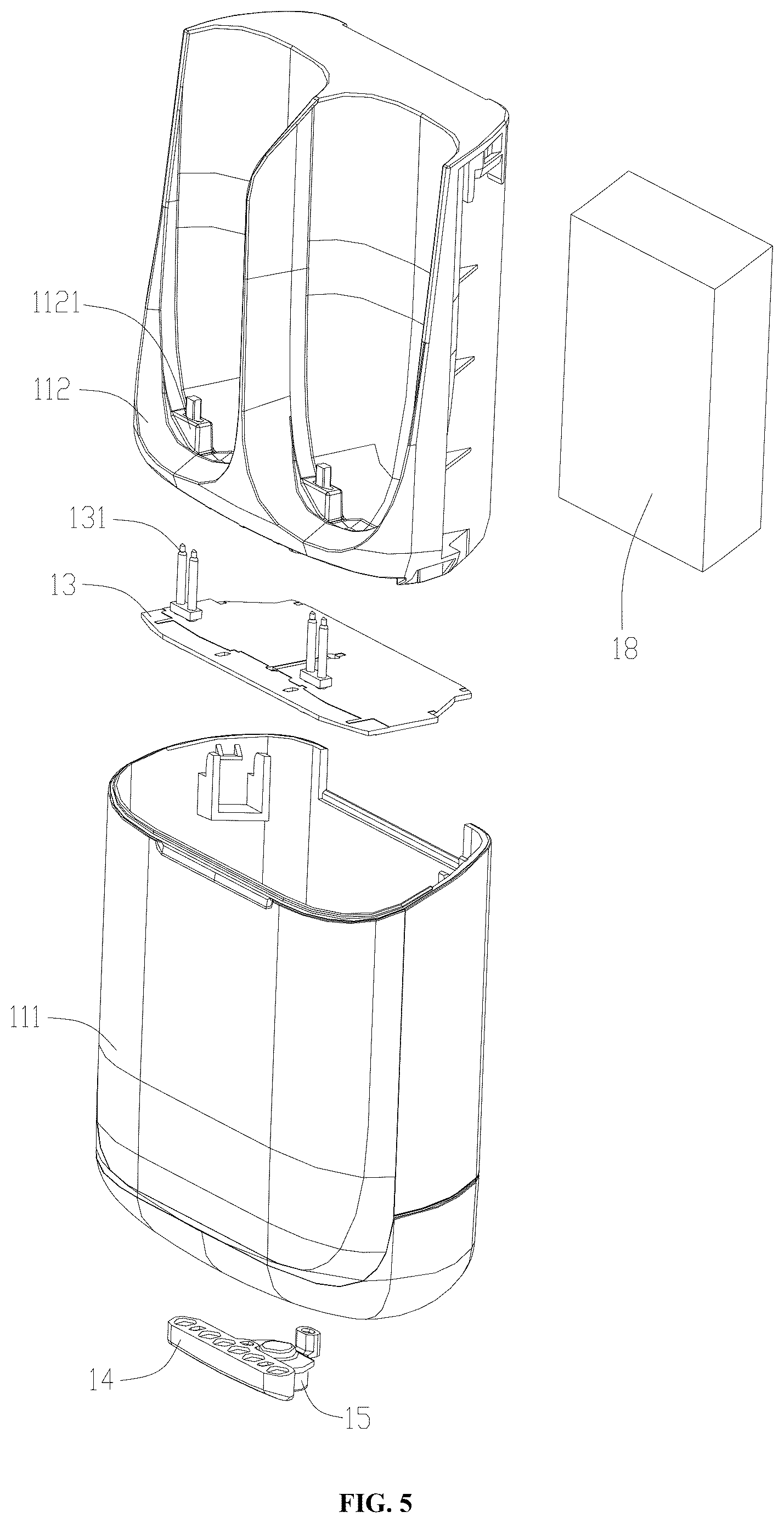 Patent US12616607 Figure 5 – Portable hand warmer charging case and hand warmer assembly