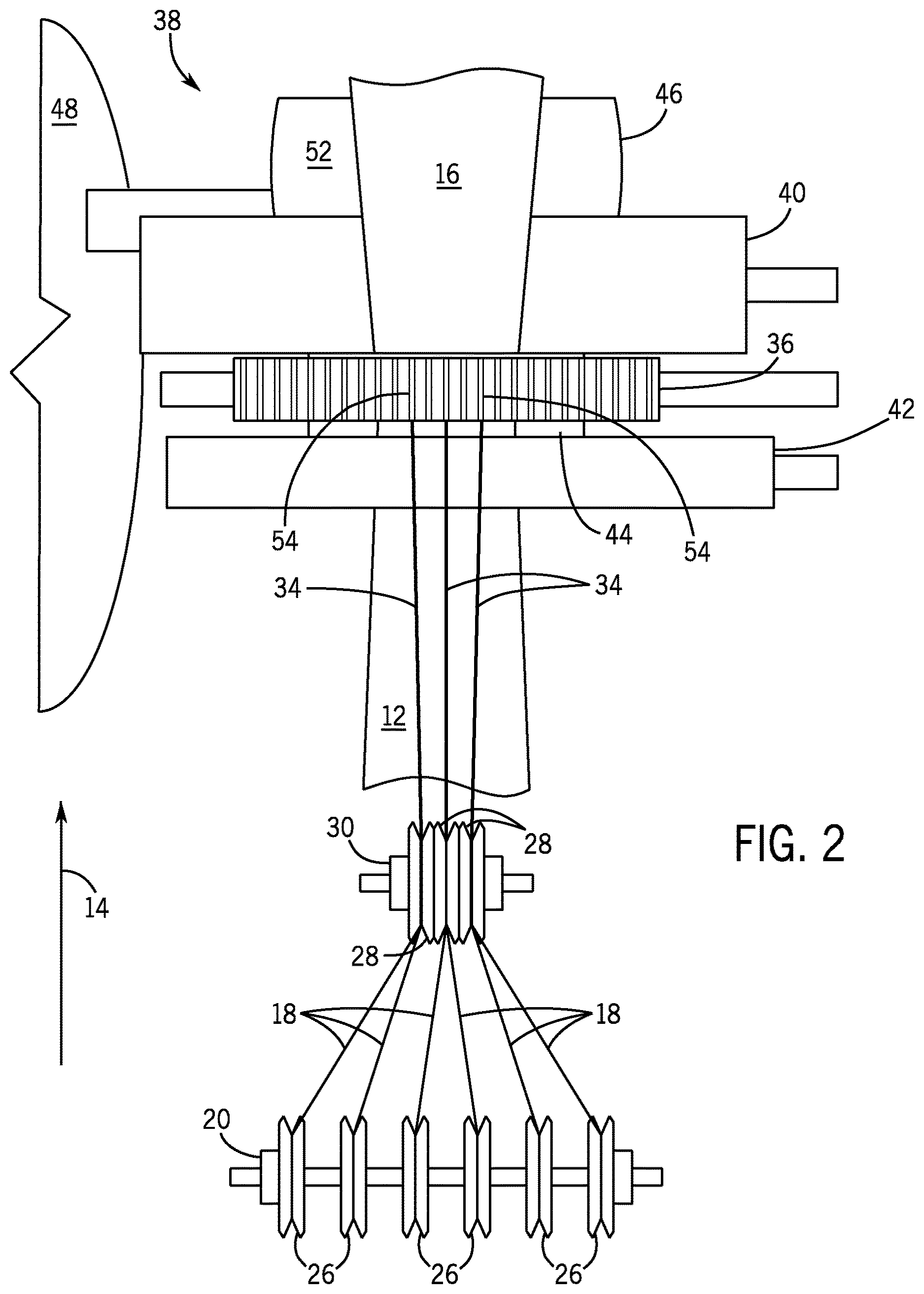 Patent US12616617 Figure 2 – Apparatus and method of manufacturing an elastic composite structure for an absorbent sanitary product