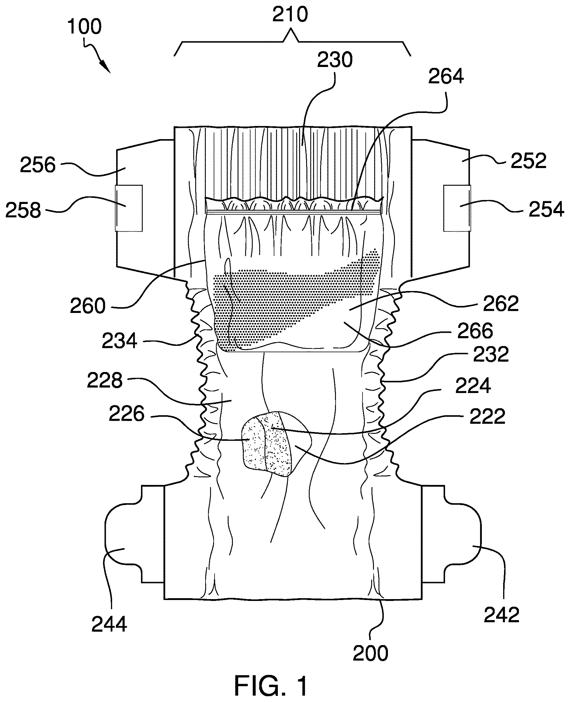 Patent US12616620 Figure 1 – Diaper with integrated disposal system
