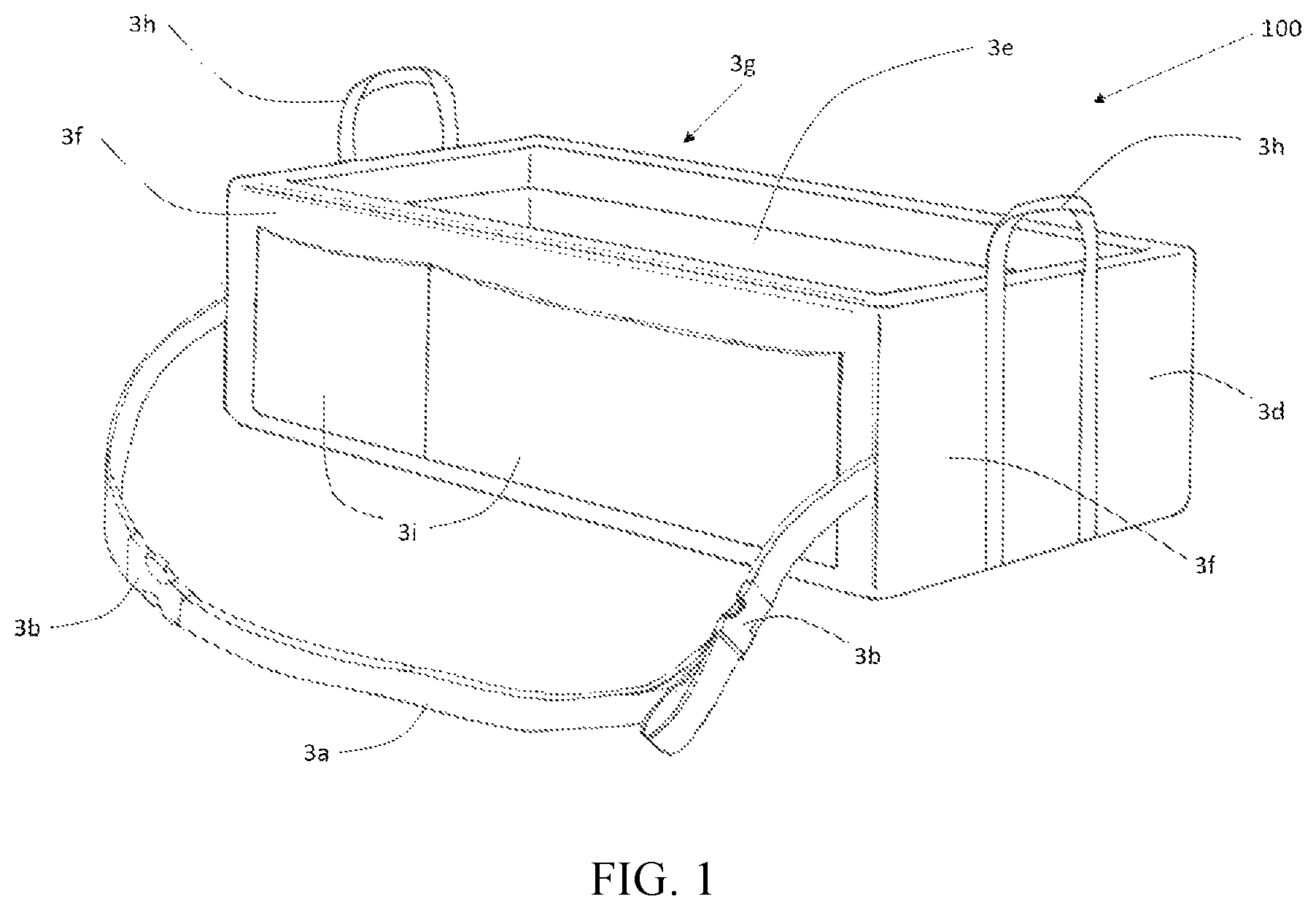 Patent US12616622 Figure 1 – Device to facilitate the transport or storage of items by a person seated in a wheelchair or using other mobile devices