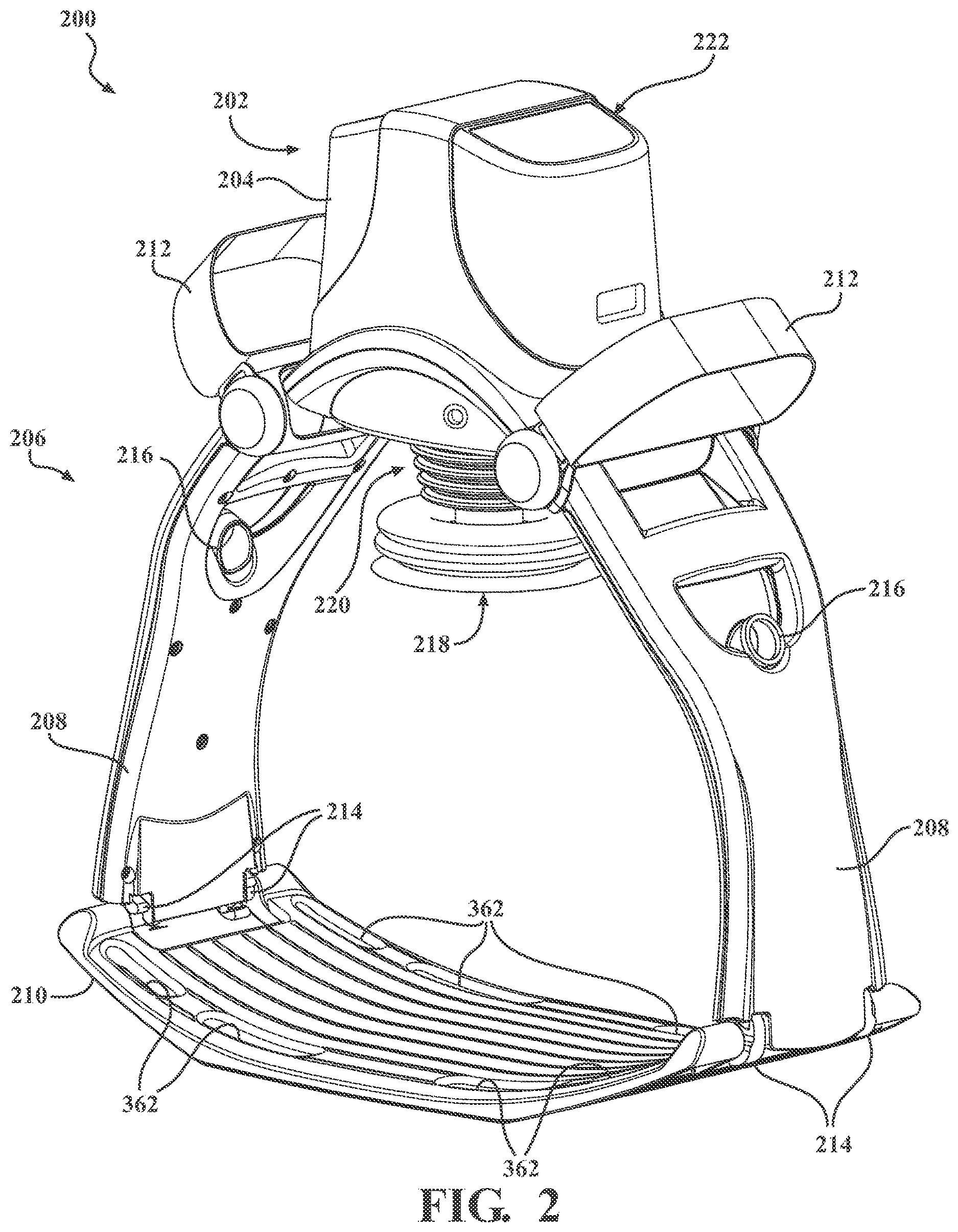Patent US12616624 Figure 2 – Chest compression system retainer with tethers for use with a patient transport apparatus