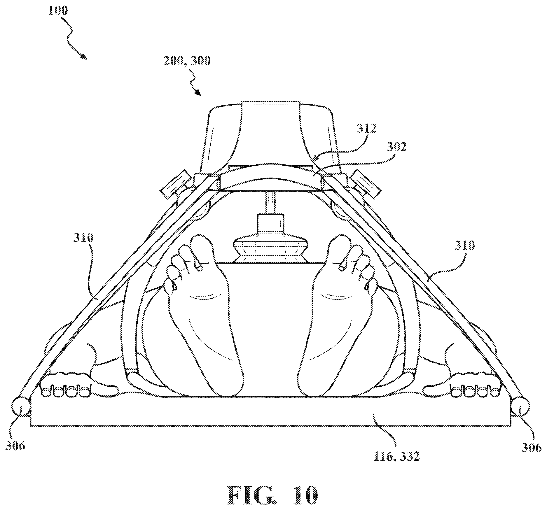 Patent US12616624 Figure 10 – Chest compression system retainer with tethers for use with a patient transport apparatus