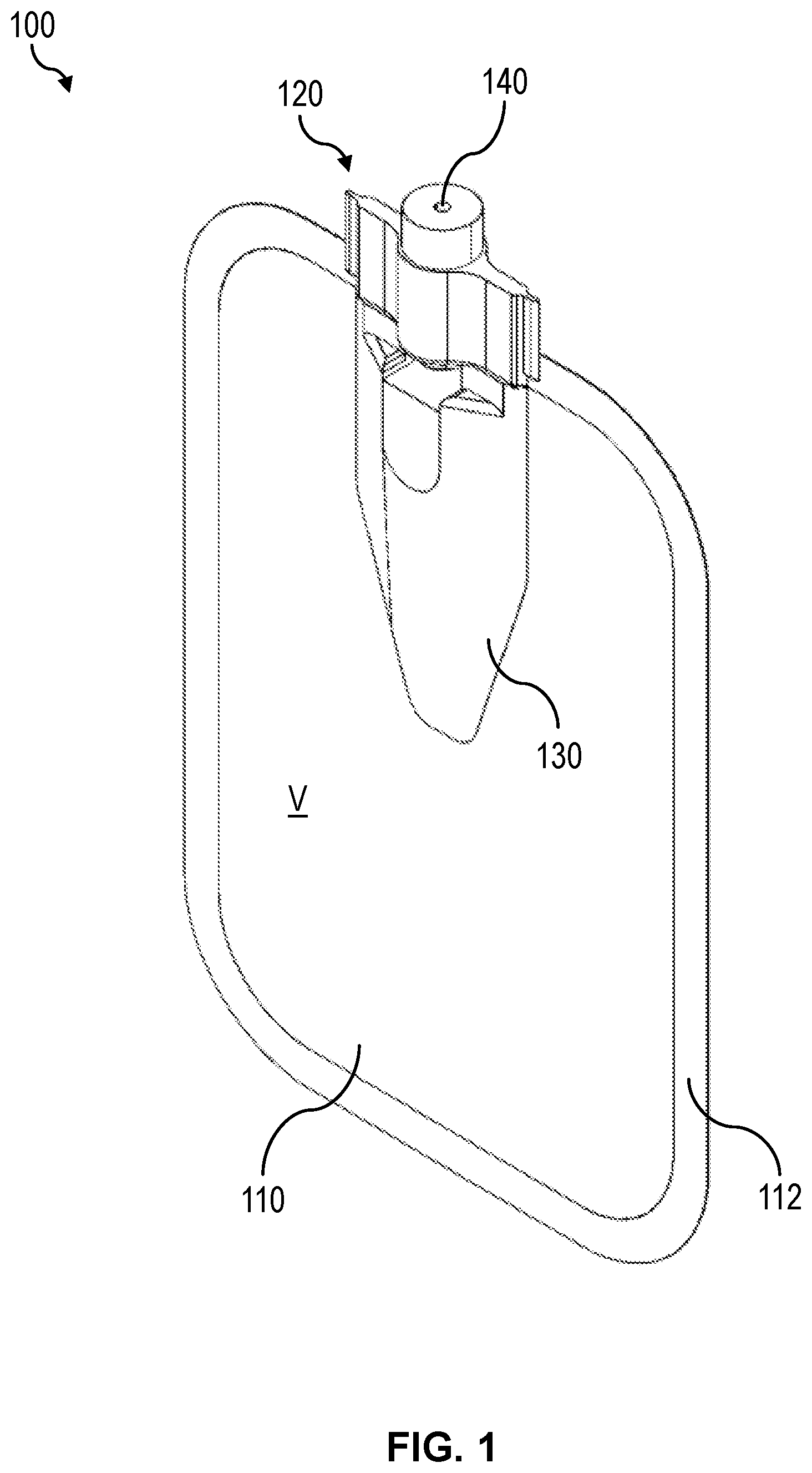 Patent US12616641 Figure 1 – Medicament container having a flexible sidewall