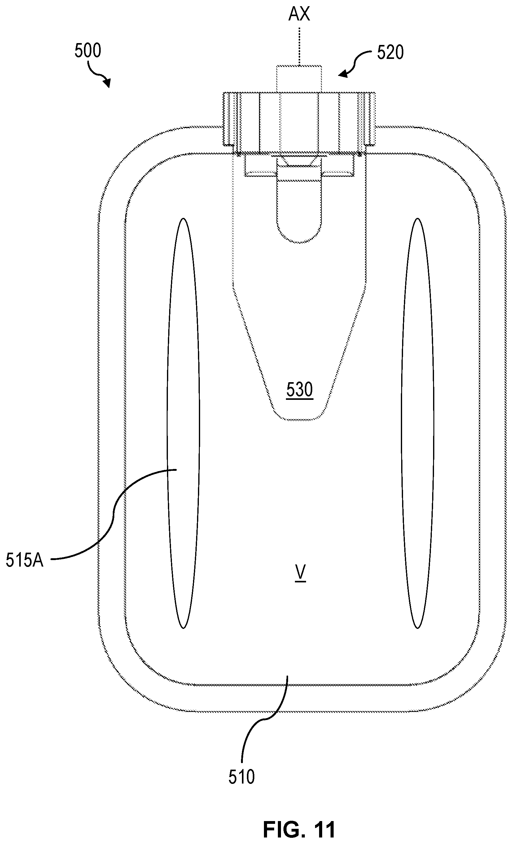 Patent US12616641 Figure 11 – Medicament container having a flexible sidewall