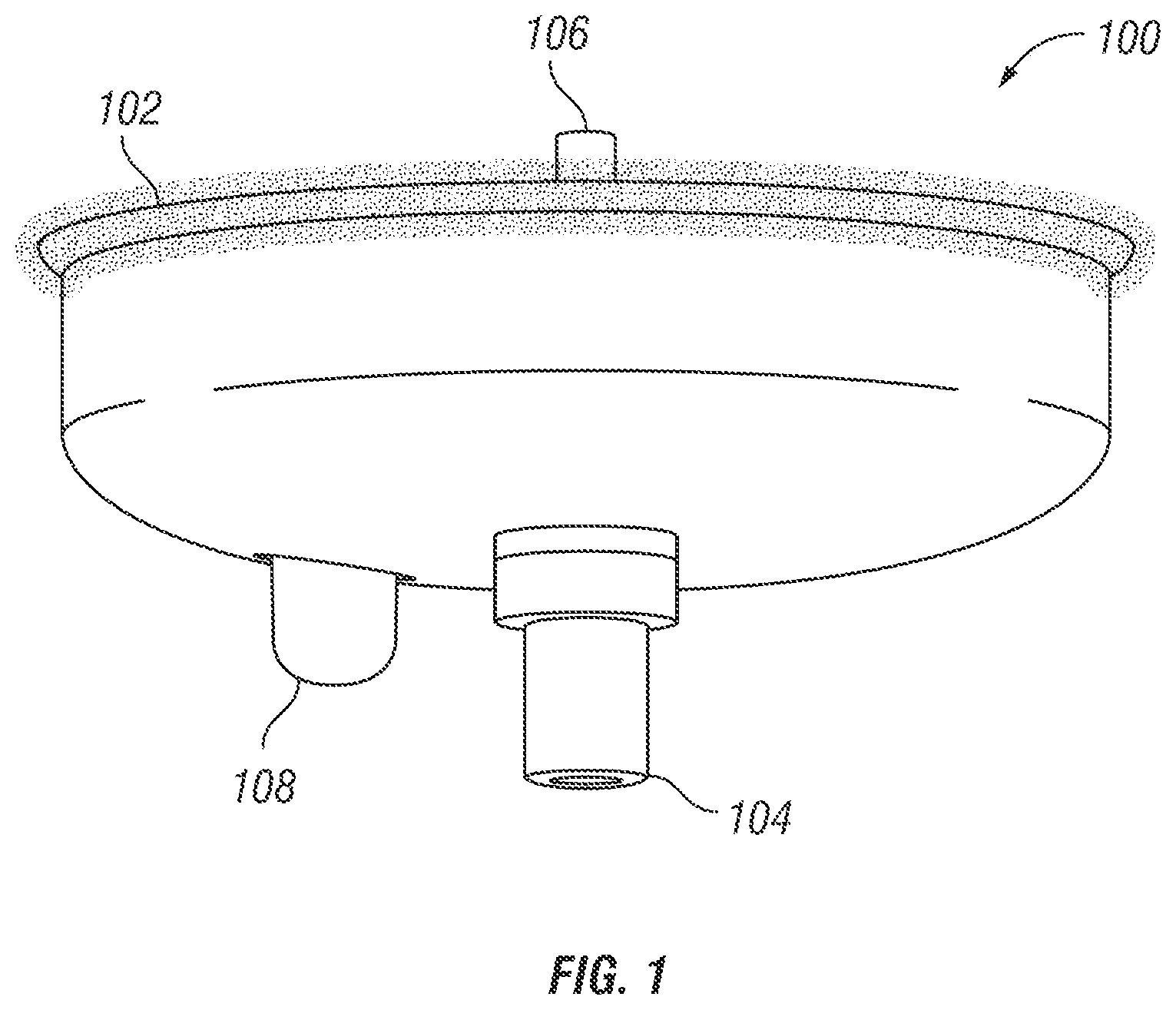Patent US12616763 Figure 1 – Quick connect device with disinfection feature and lighting fixture for lighting and disinfection