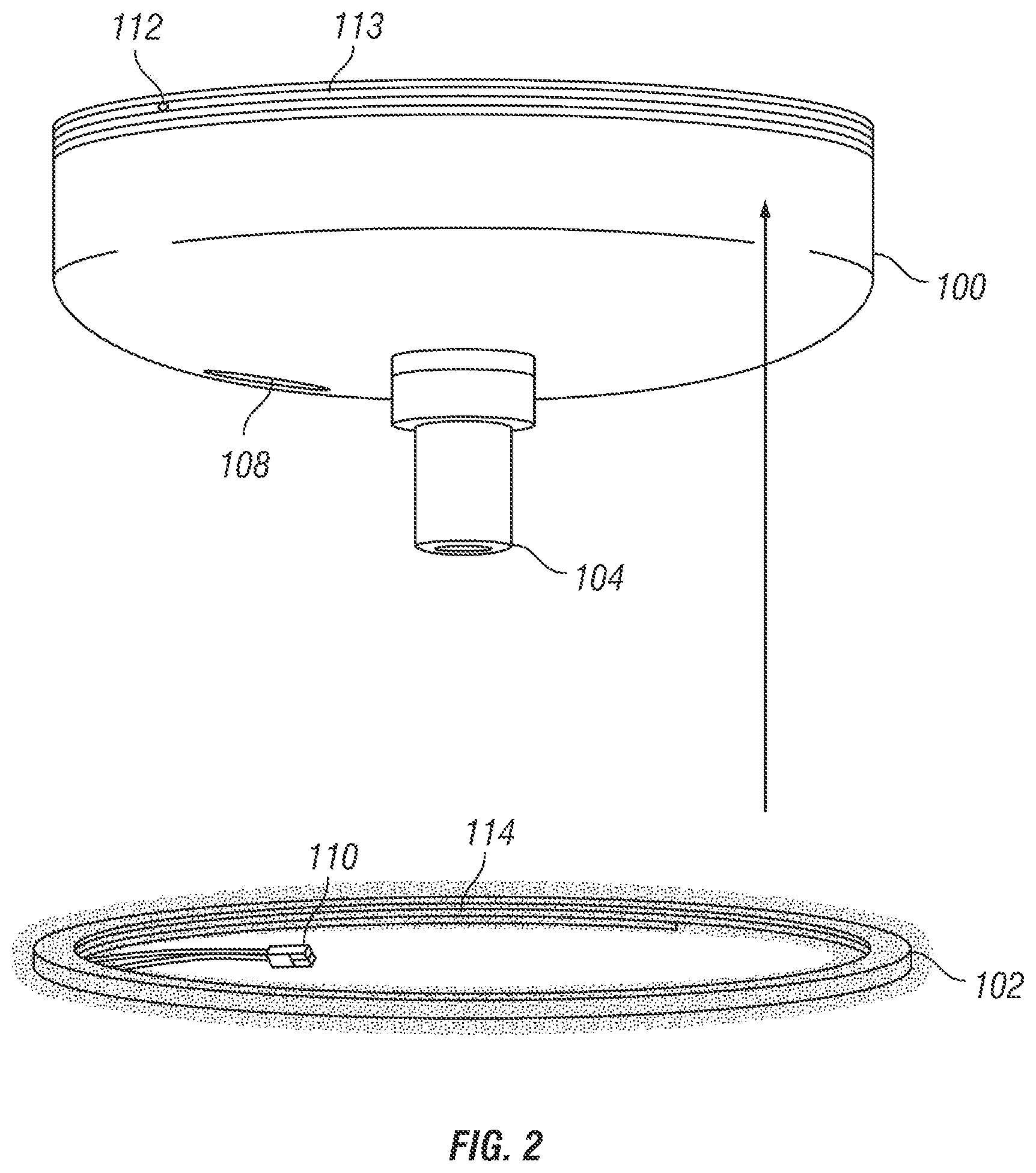 Patent US12616763 Figure 2 – Quick connect device with disinfection feature and lighting fixture for lighting and disinfection