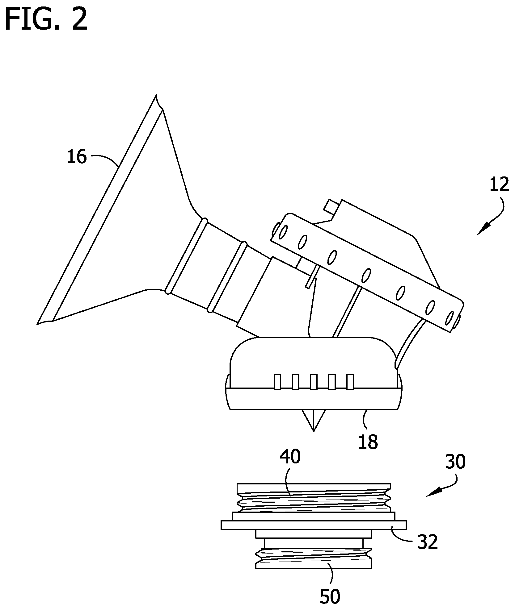 Patent US12616783 Figure 2 – Breast pump adapter