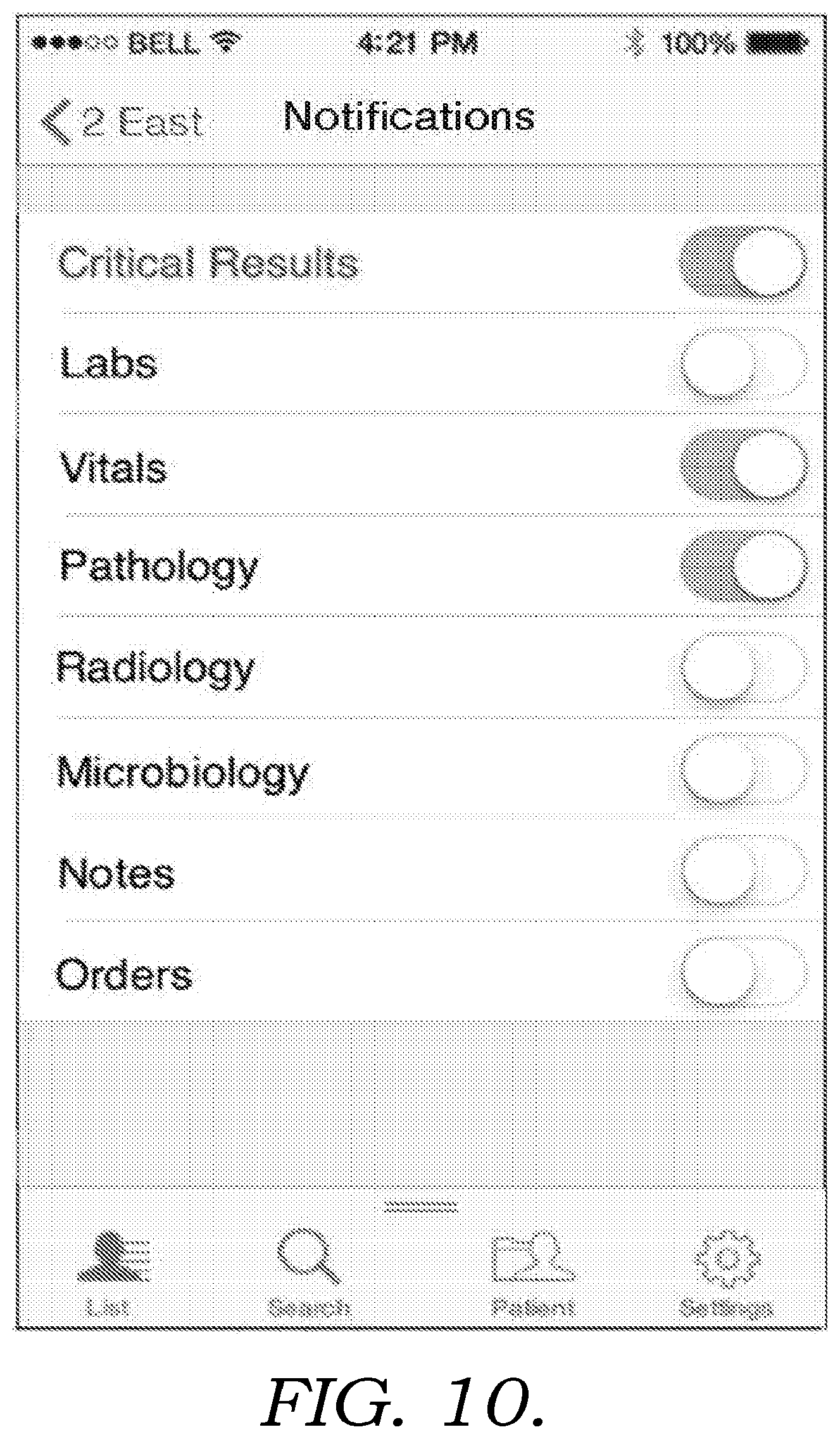 Patent US12616788 Figure 10 – Clinical notifications