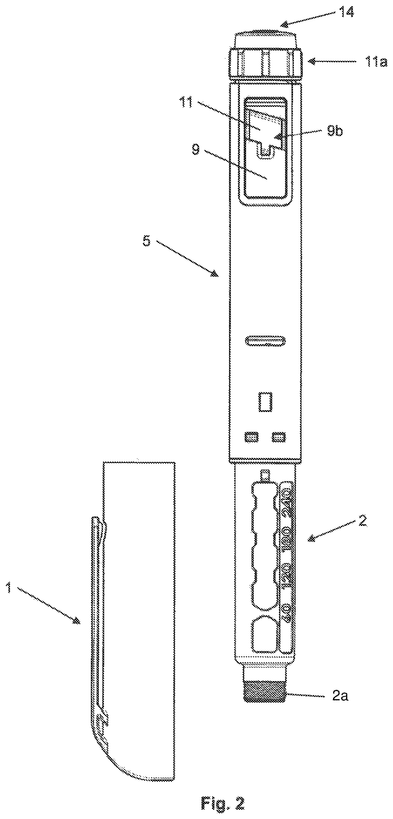 Patent US12616797 Figure 2 – Injection unit for administering or delivering a fluid product