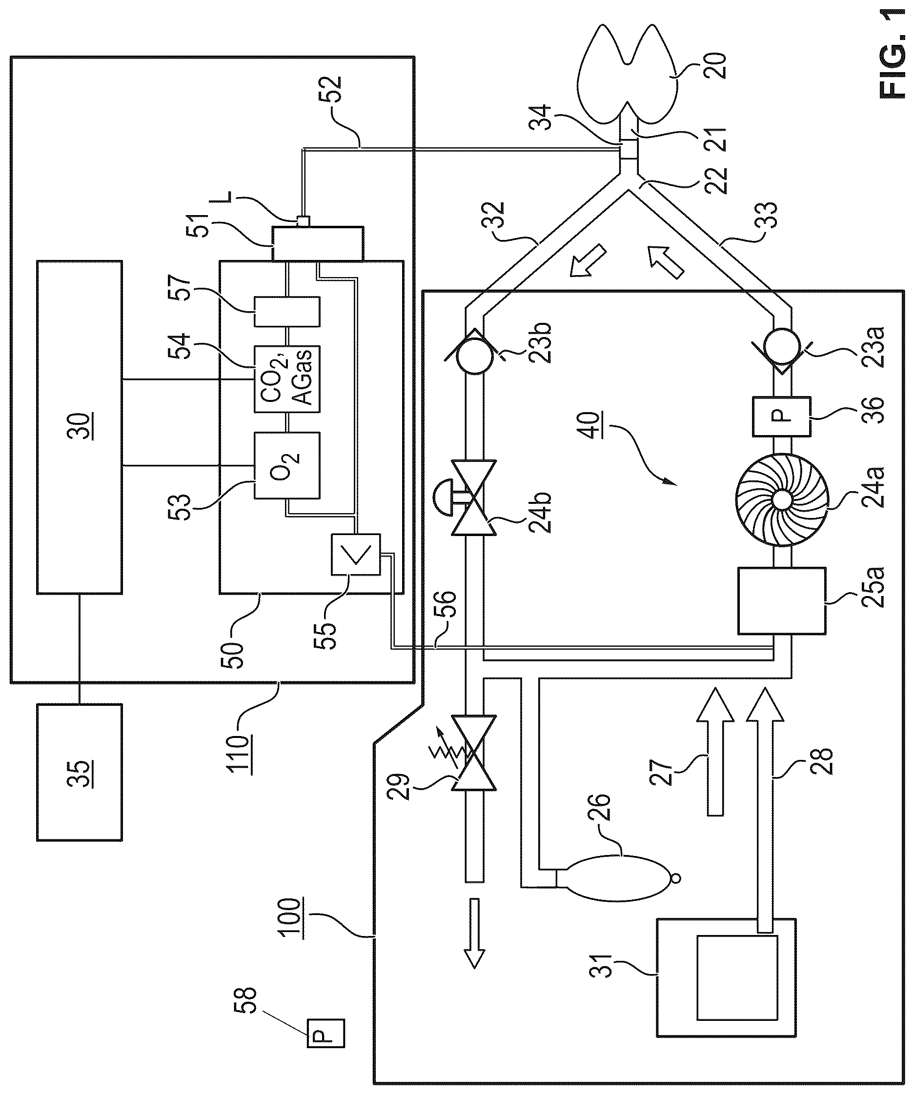 Patent US12616808 — Process and device for detection of a leak in a ventilation circuit — Figure 1