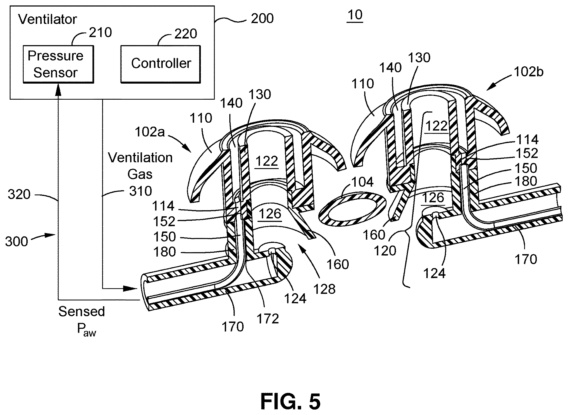 Patent US12616810 Figure 3 – Accurate pressure measurement with non-invasive ventilation nasal pillows