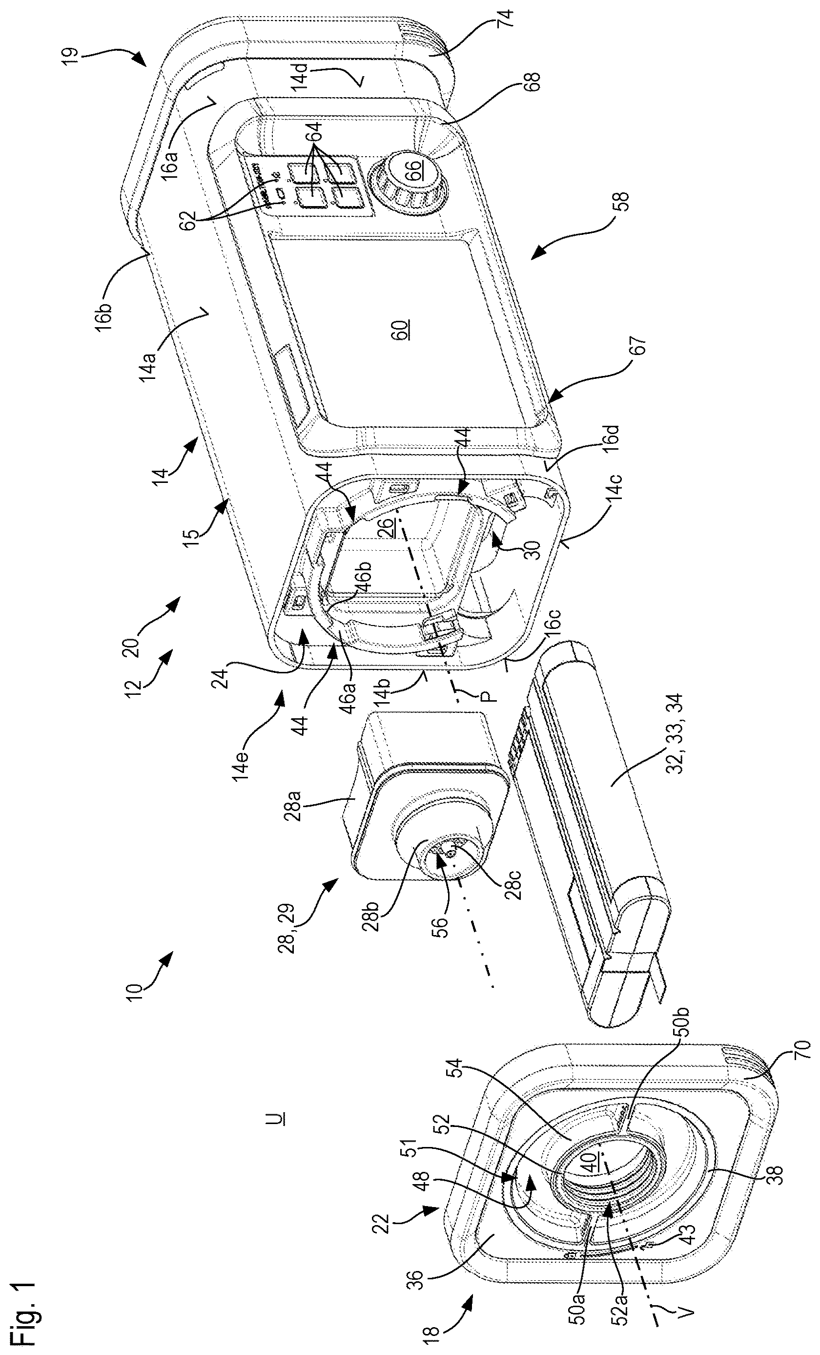 Patent US12616811 Figure 1 – Emergency ventilator with a fan which is cooled in a conductive and convective manner