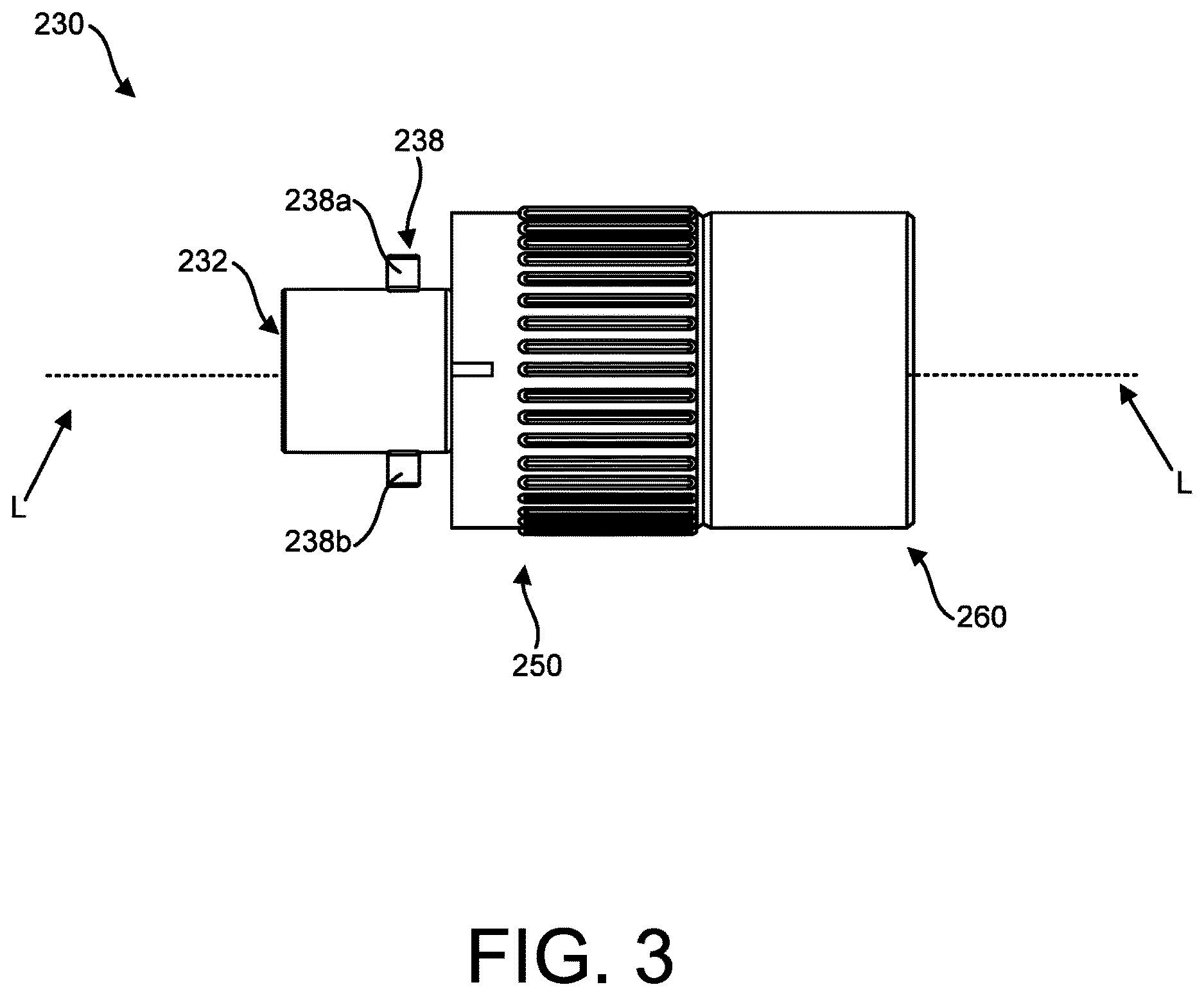 Patent US12616826 Figure 3 – Push-pull tightening port for percutaneous circulatory support device repositioning and axial locking, and attachment to sheath hub