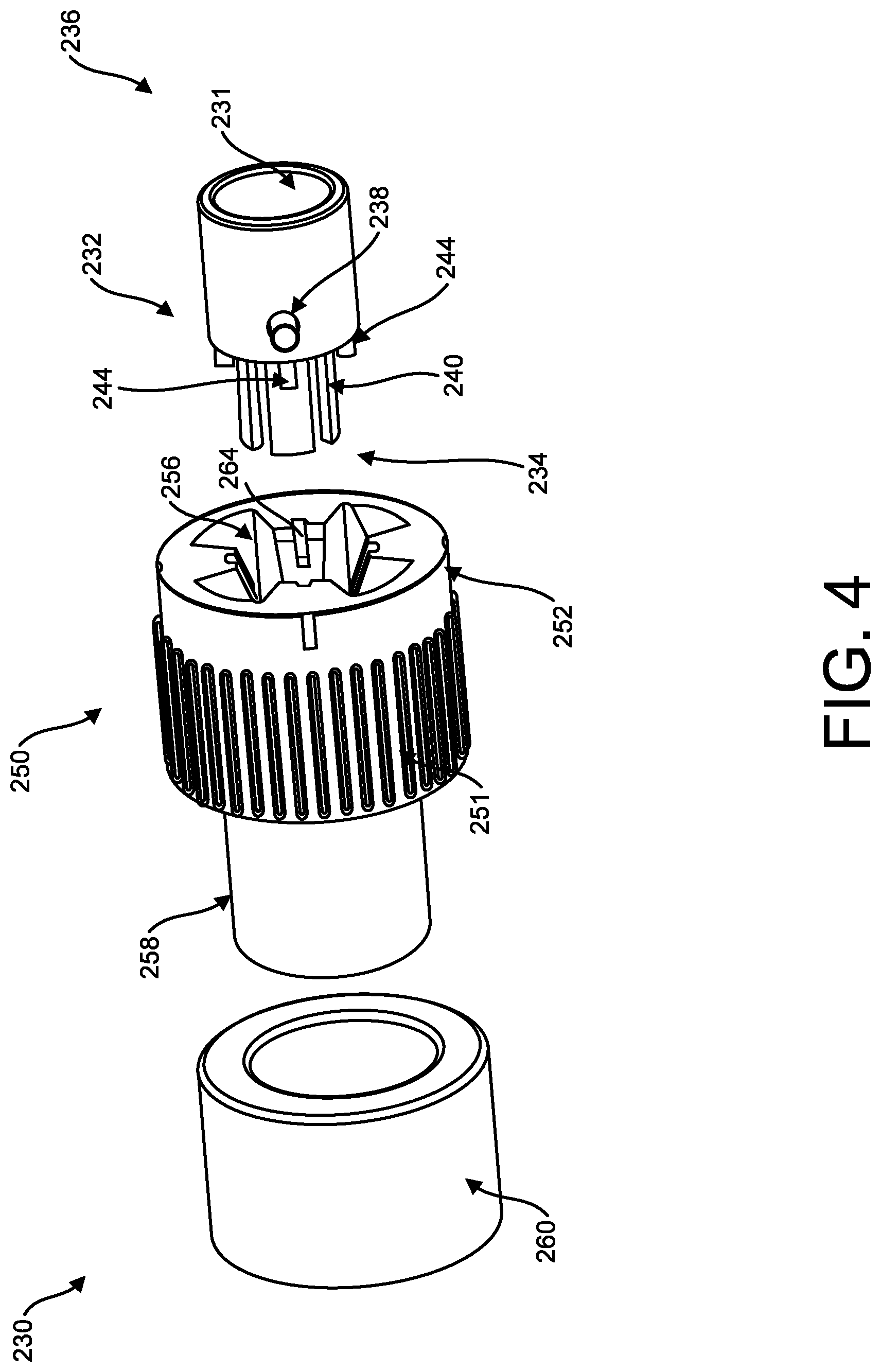 Patent US12616826 Figure 4 – Push-pull tightening port for percutaneous circulatory support device repositioning and axial locking, and attachment to sheath hub