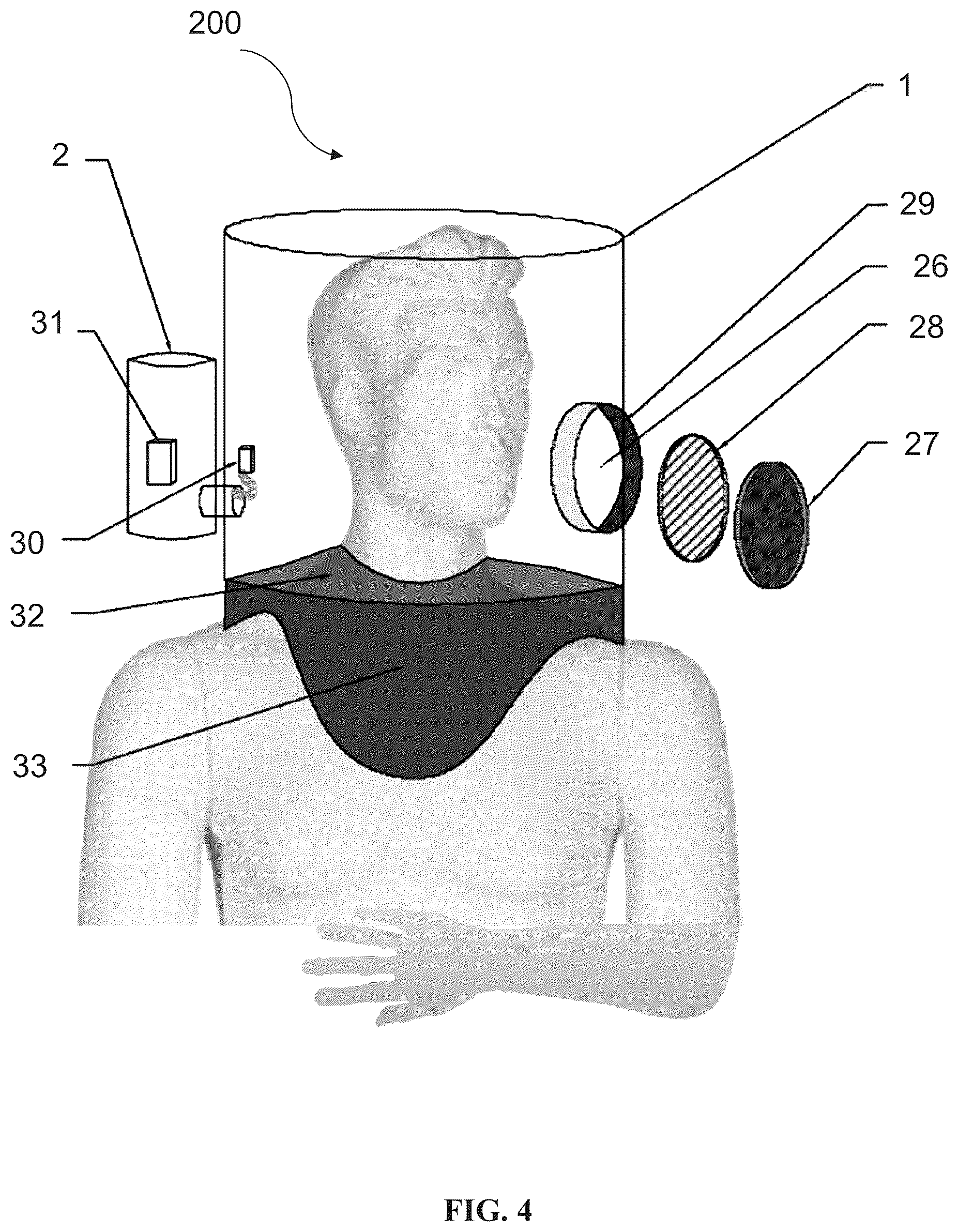Patent US12616855 Figure 4 – Device for personal protection and insulation against pollutants and microorganisms and filtering group for devices for protection and insulation