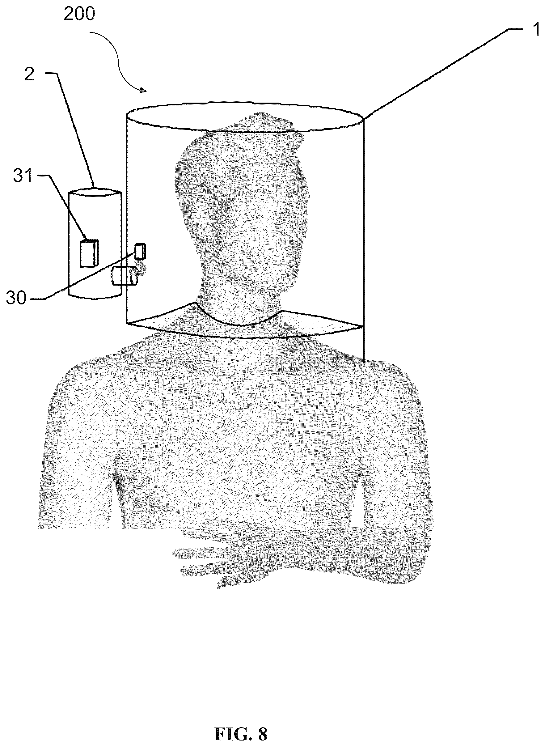 Patent US12616855 Figure 8 – Device for personal protection and insulation against pollutants and microorganisms and filtering group for devices for protection and insulation