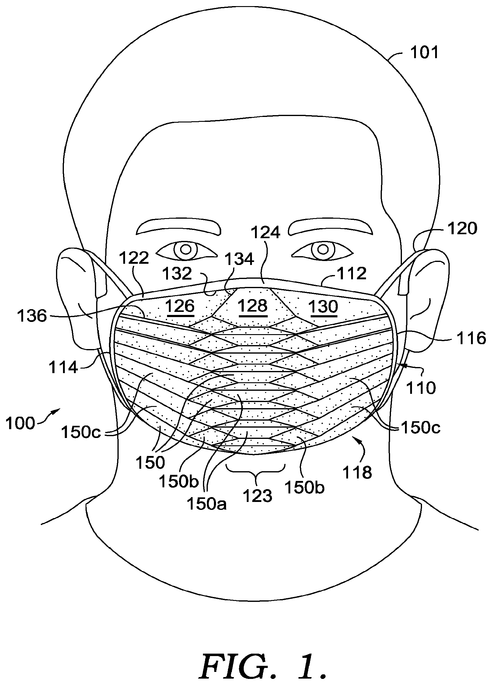 Patent US12616857 Figure 1 – Ventilating and filtrating face mask