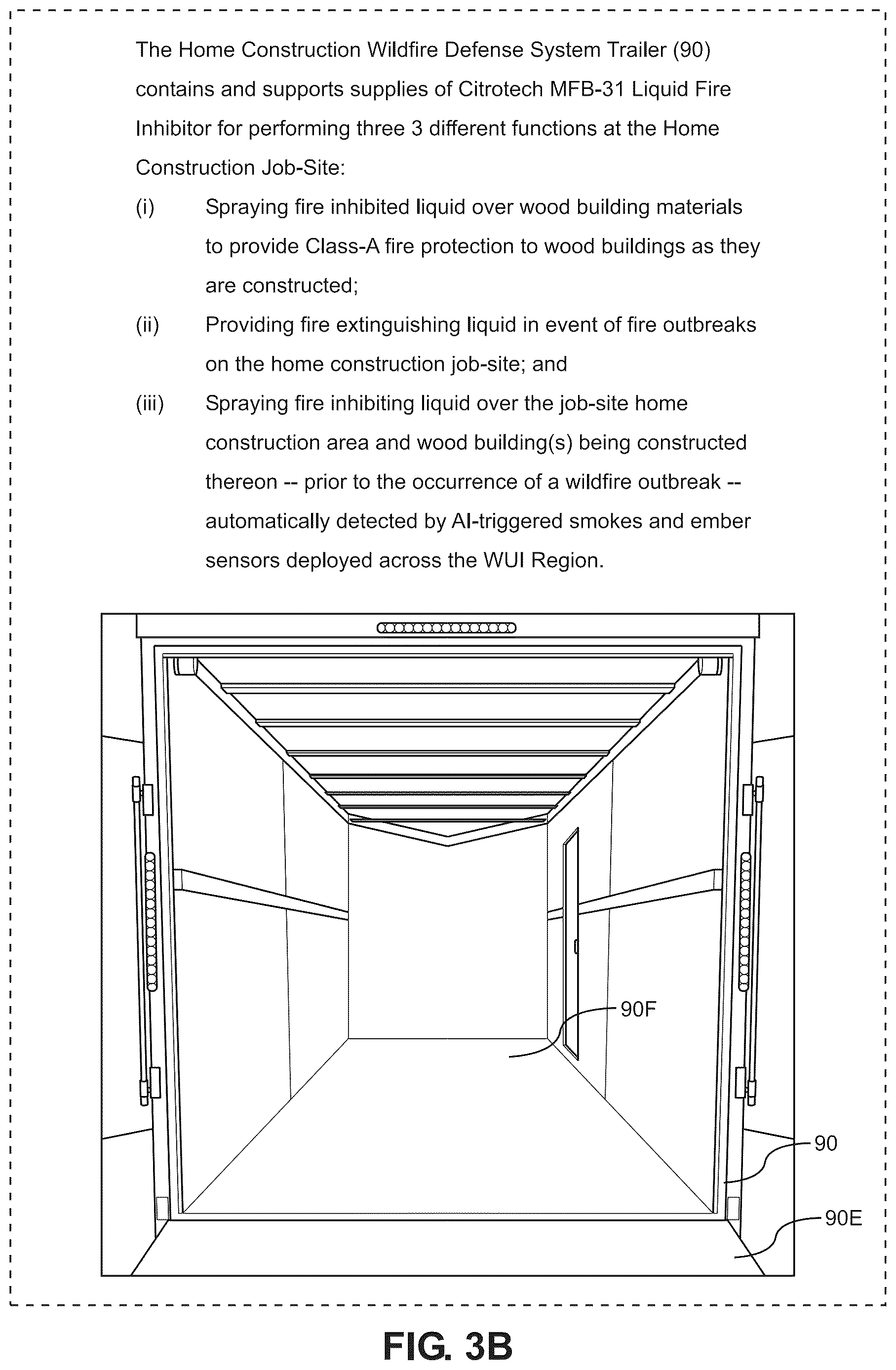 Patent US12616859 Figure 9 – Method of and system for defending home building projects from wildfire during and after construction on property located within a wildfire urban interface (WUI) region