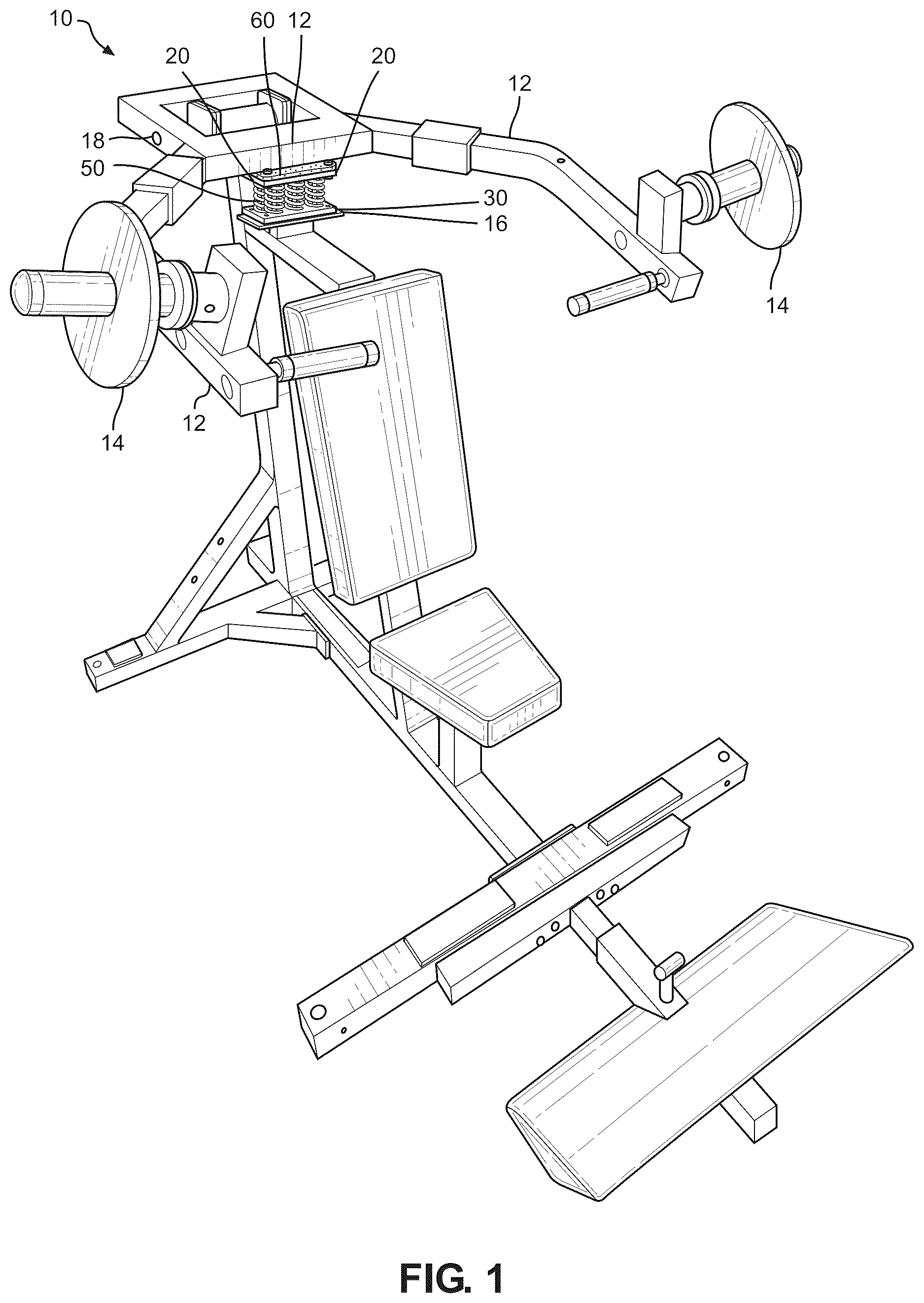 Patent US12616864 Figure 1 – Force assistance system for an exercise machine