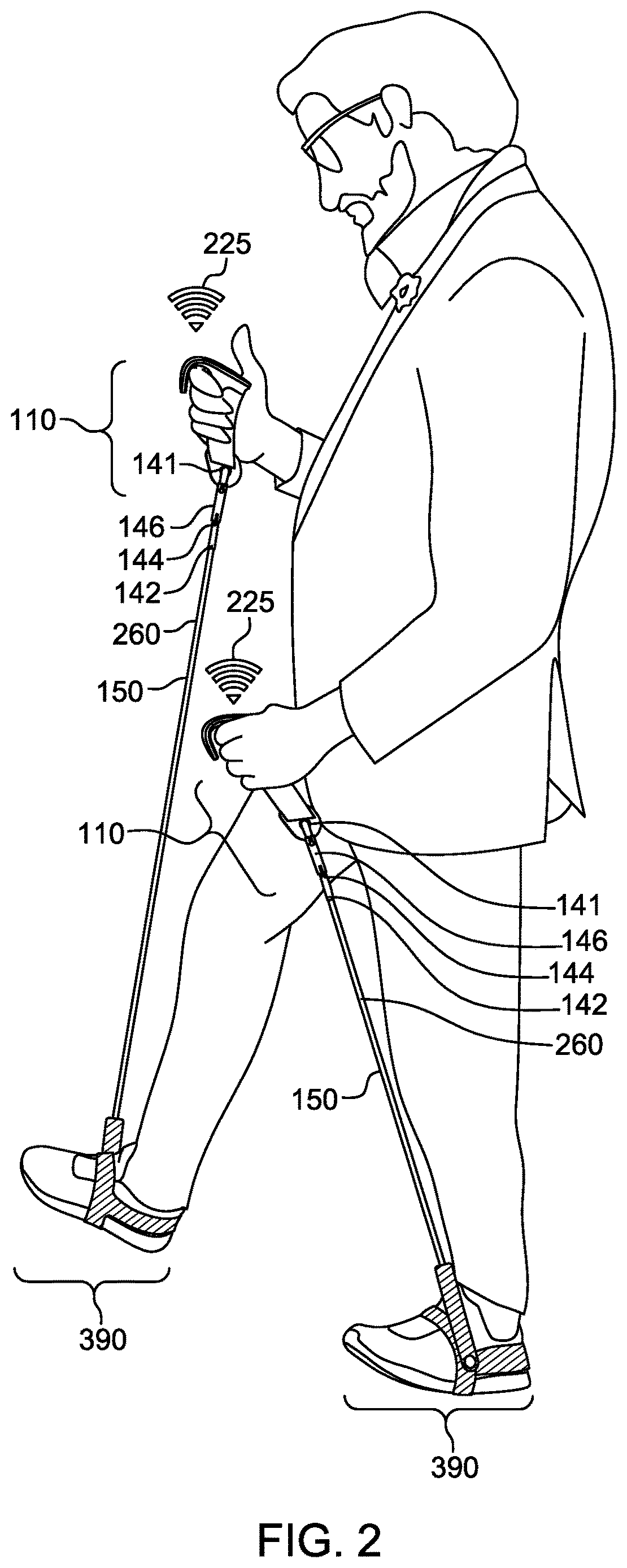 Patent US12616865 Figure 3 – Variable resistance walking device with dedicated foot anchor and ergonomic network interface handle