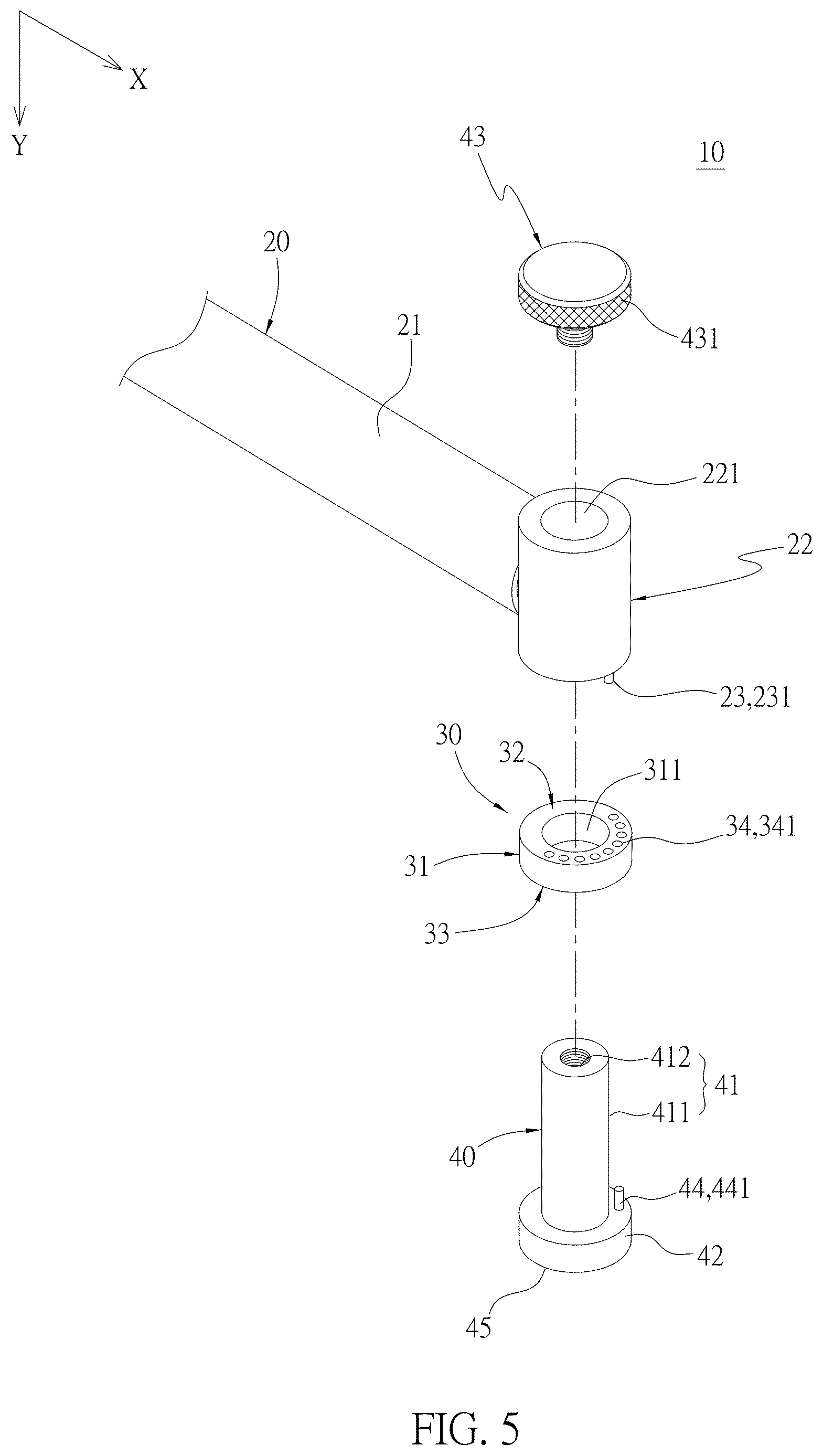 Patent US12616872 Figure 5 – Multi-angle fine-adjustable bar
