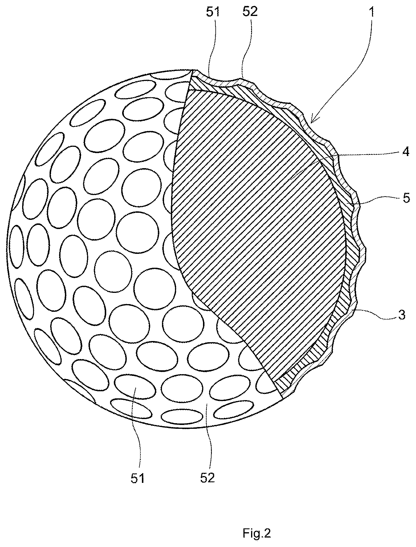 Patent US12616878 Figure 2 – Golf ball